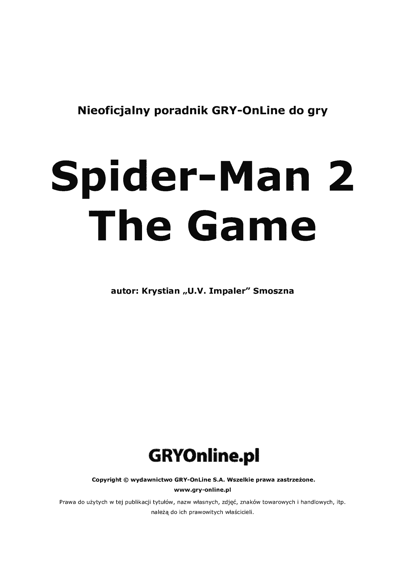 Fragment „Spider-Man 2: The Game - poradnik do gry” — strona 2 z 8
