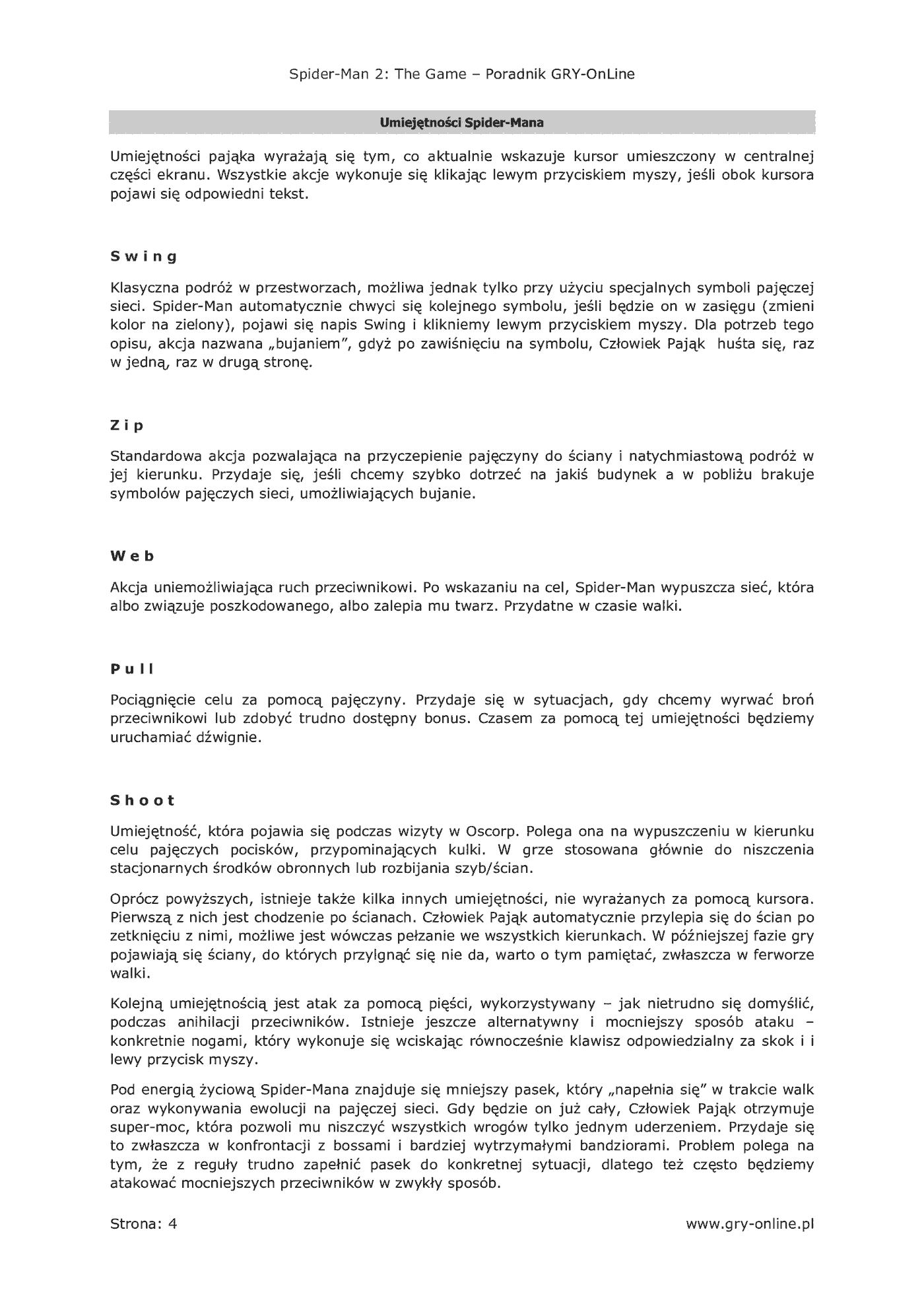 Fragment „Spider-Man 2: The Game - poradnik do gry” — strona 5 z 8