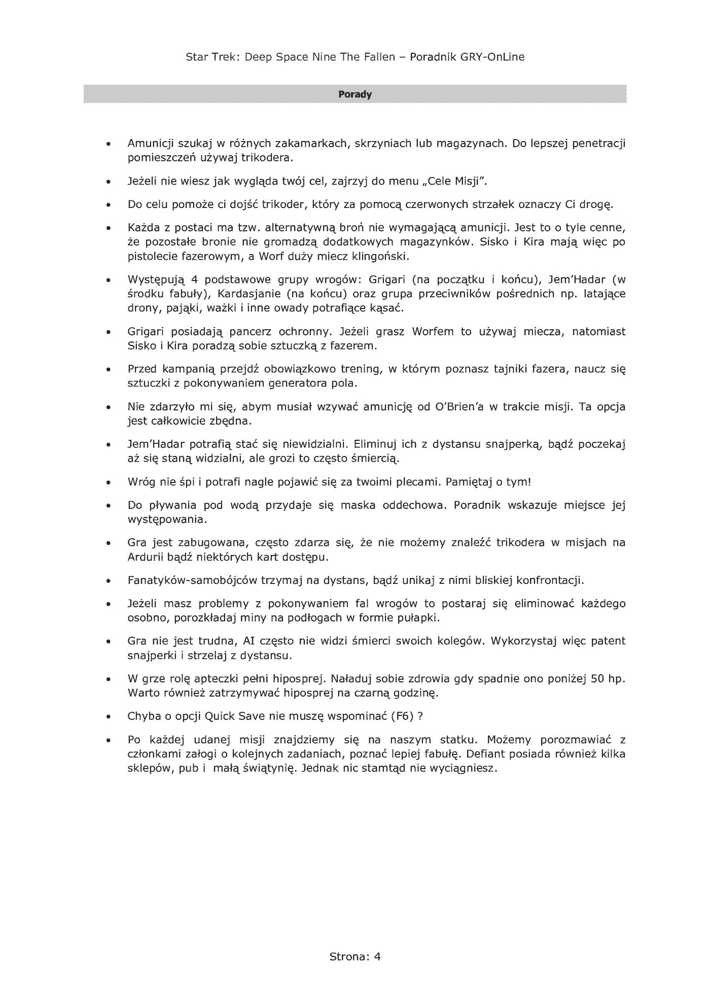 Fragment „Star Trek Deep Space Nine: The Fallen - poradnik do gry” — strona 5 z 8