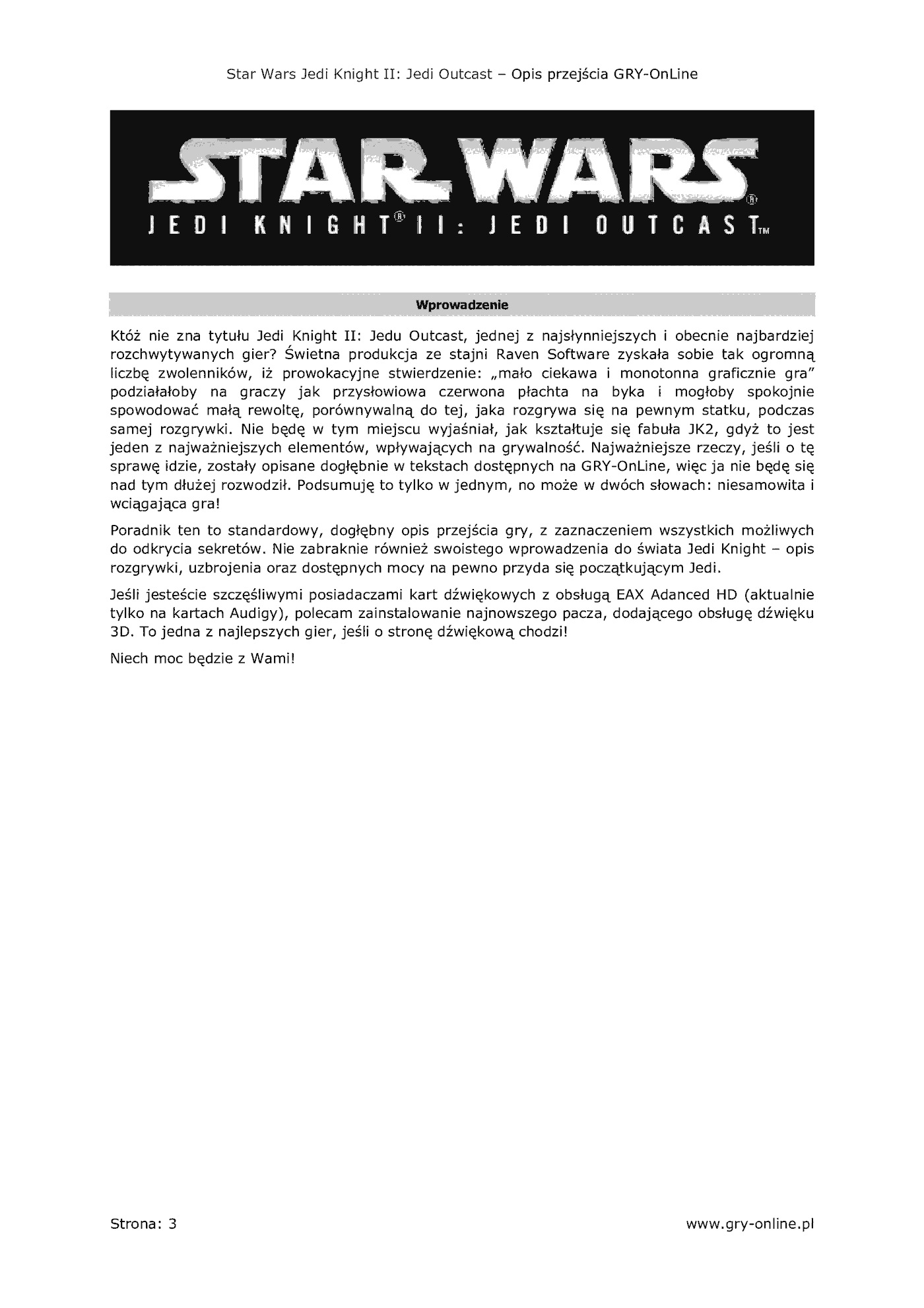 Fragment „Star Wars Jedi Knight II: Jedi Outcast - poradnik do gry” — strona 4 z 8