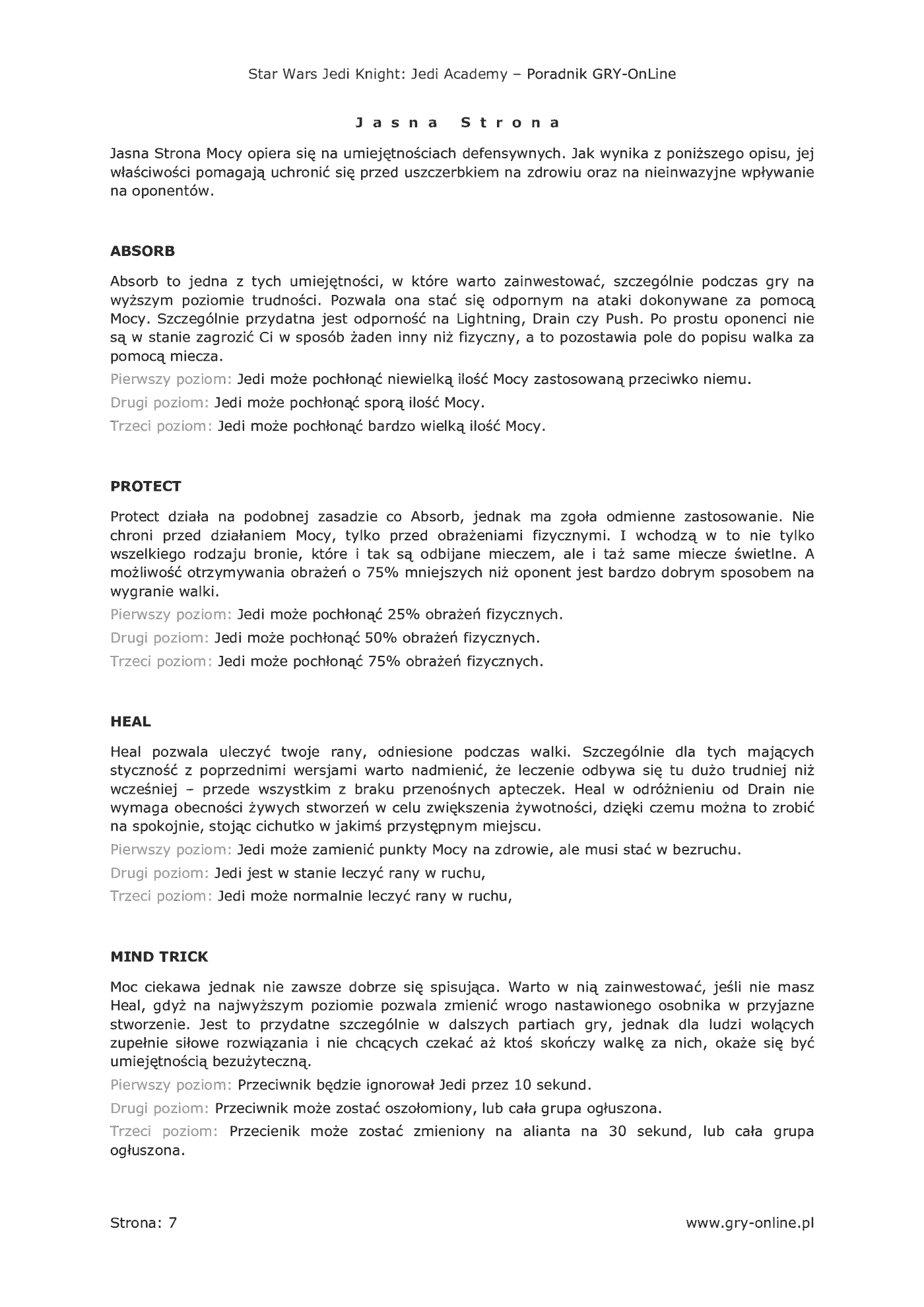 Fragment „Star Wars Jedi Knight: Jedi Academy - poradnik do gry” — strona 8 z 8