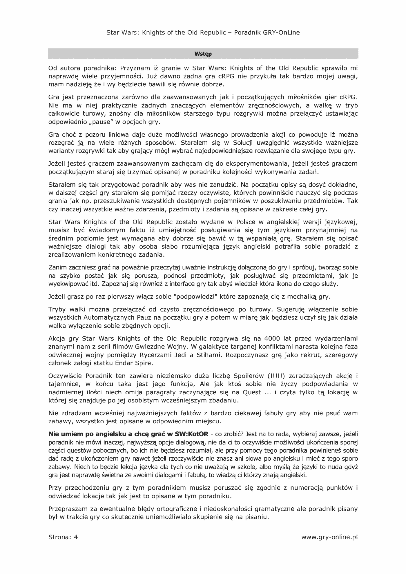 Fragment „Star Wars: Knights of the Old Republic - poradnik do gry” — strona 5 z 8