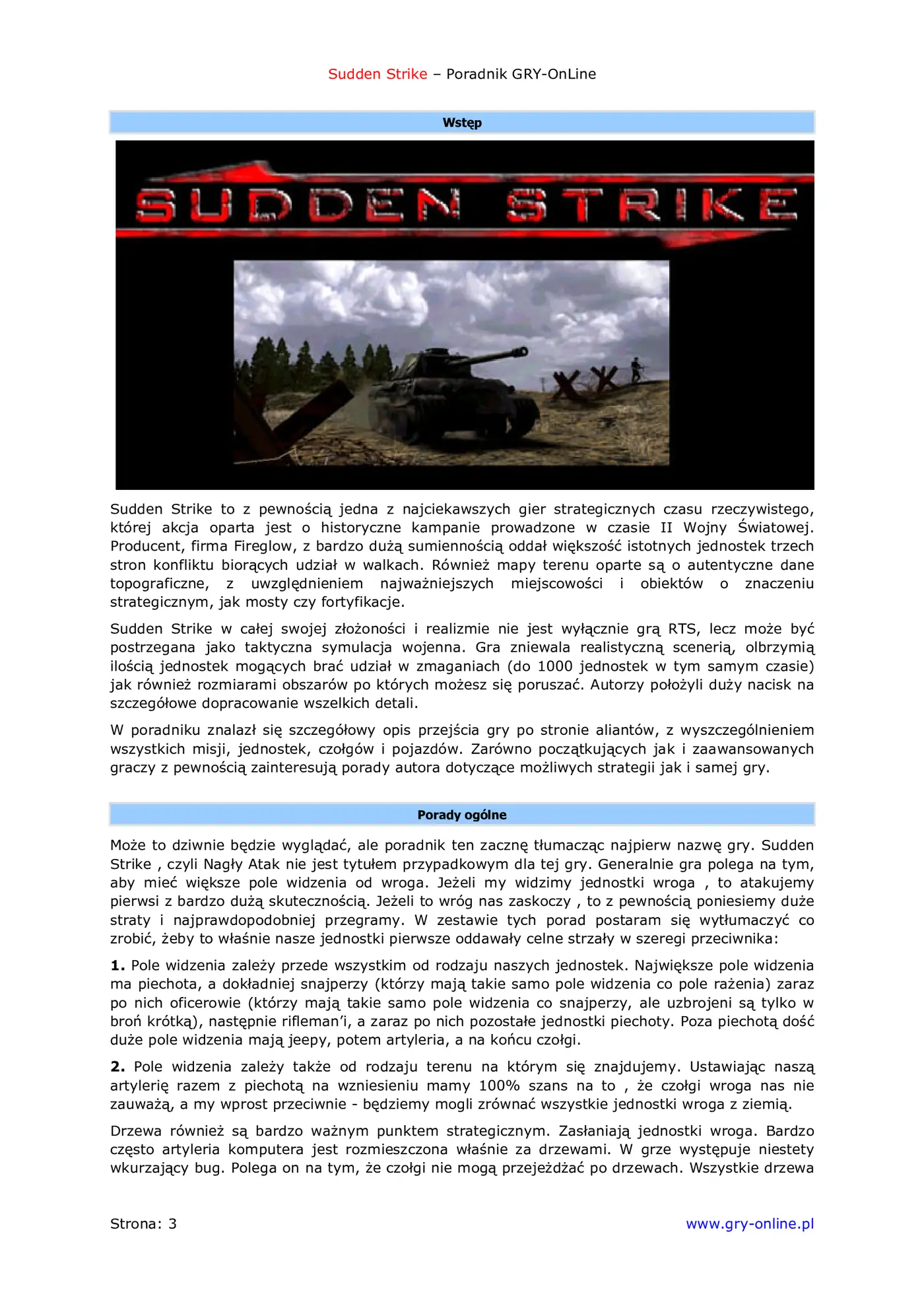 Fragment „Sudden Strike - Opis przejścia gry po stronie Aliantów - poradnik do gry” — strona 4 z 8