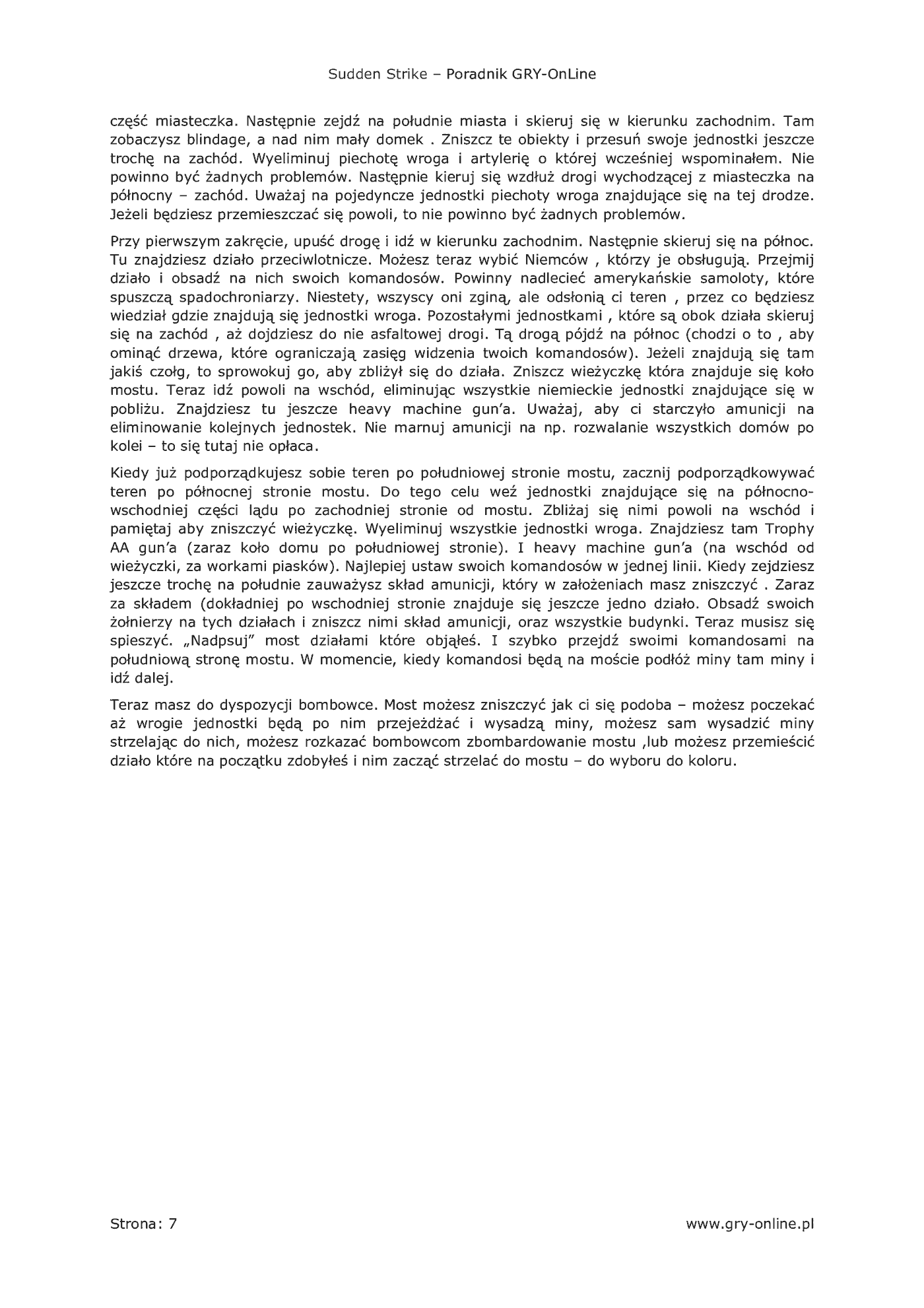 Fragment „Sudden Strike - Opis przejścia gry po stronie Aliantów - poradnik do gry” — strona 8 z 8