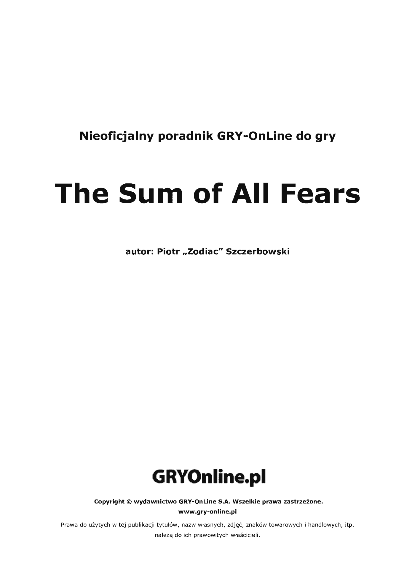 Fragment „Suma Wszystkich Strachów - poradnik do gry” — strona 2 z 8