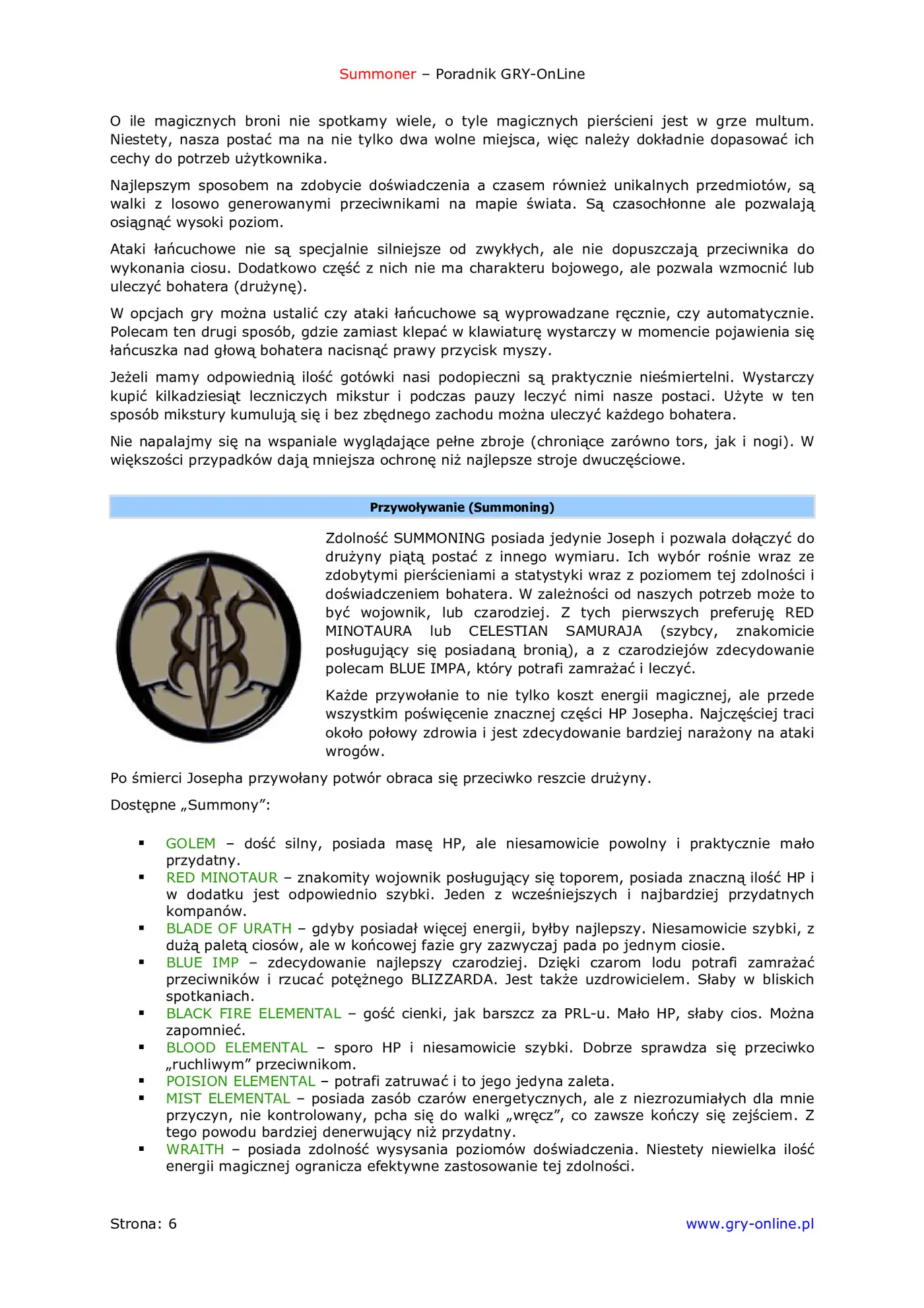 Fragment „Summoner - poradnik do gry” — strona 7 z 8