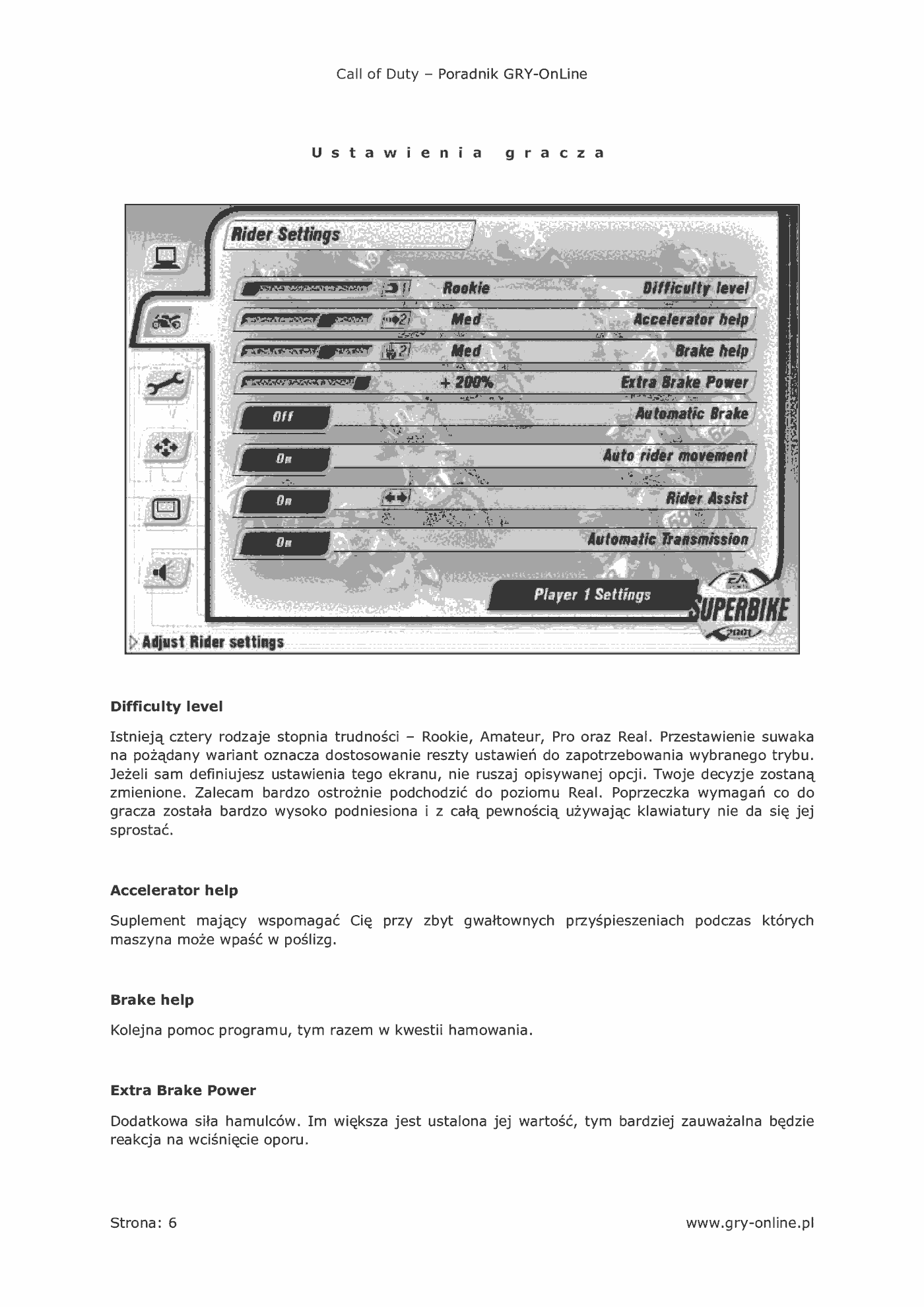 Fragment „Superbike 2001 - poradnik do gry” — strona 7 z 8