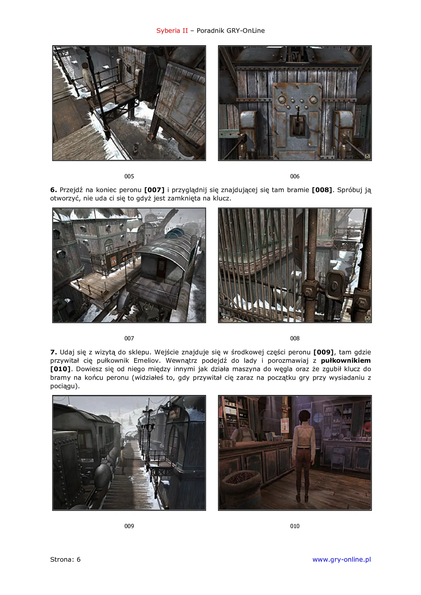 Fragment „Syberia II - opis przejścia - poradnik do gry” — strona 7 z 8