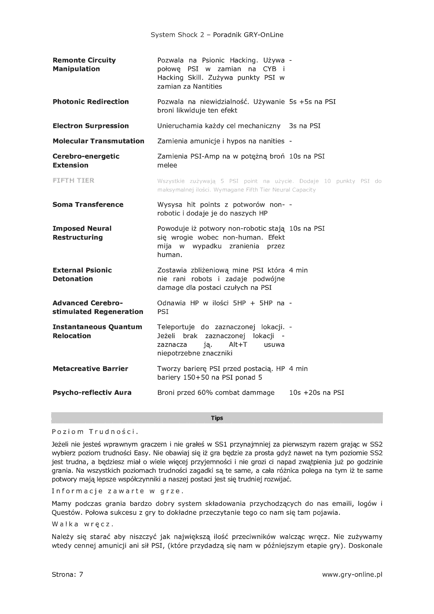 Fragment „System Shock 2 - poradnik do gry” — strona 8 z 8