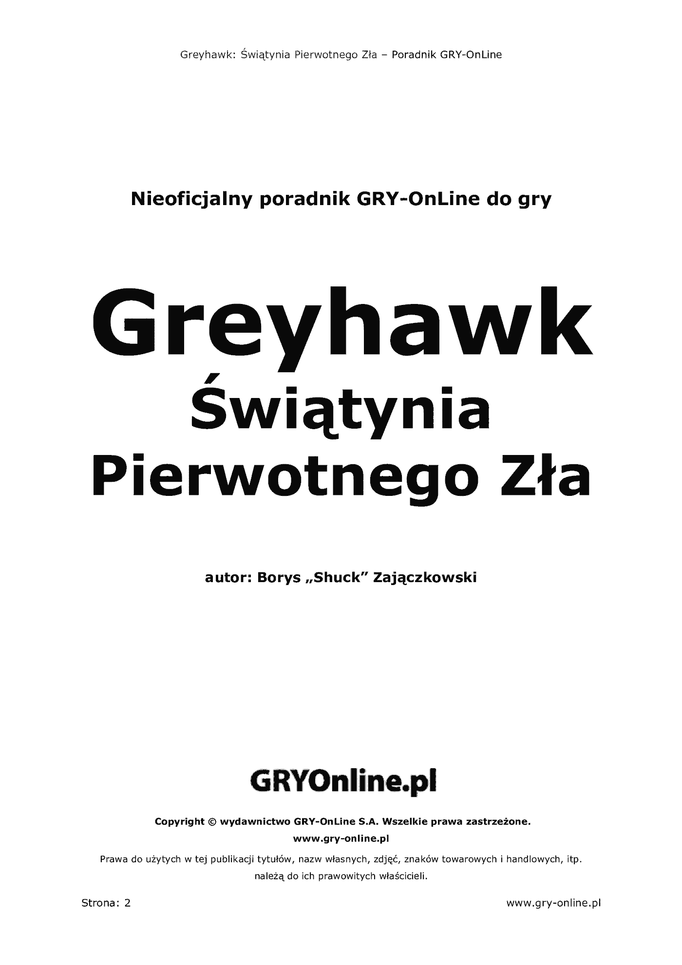 Fragment „Świątynia Pierwotnego Zła - poradnik do gry” — strona 3 z 8