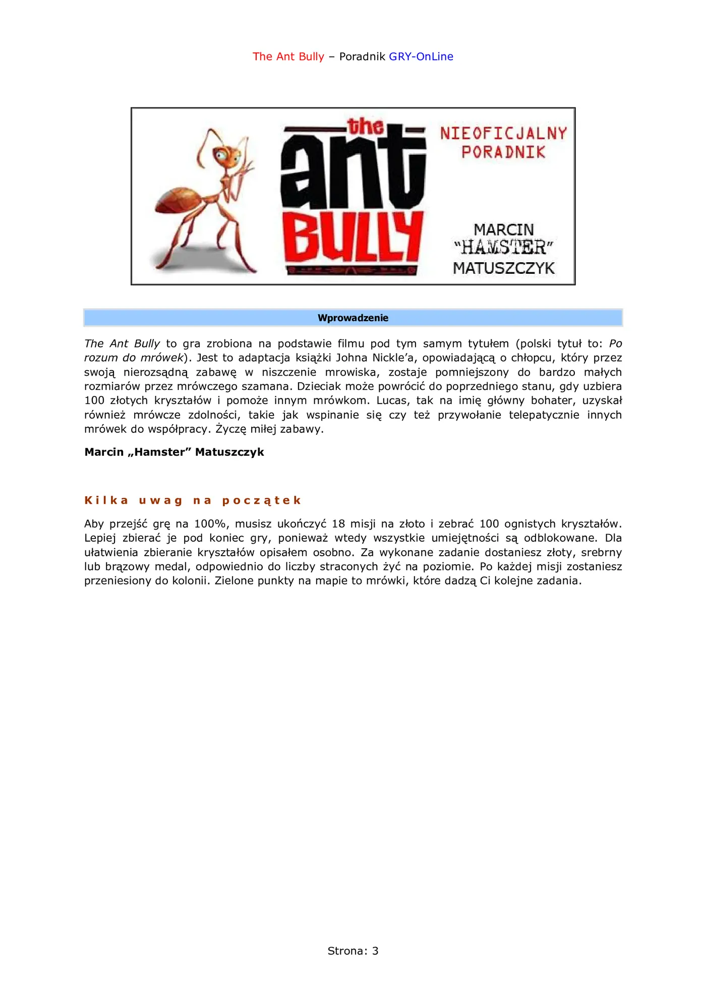Fragment „The Ant Bully - poradnik do gry” — strona 4 z 8
