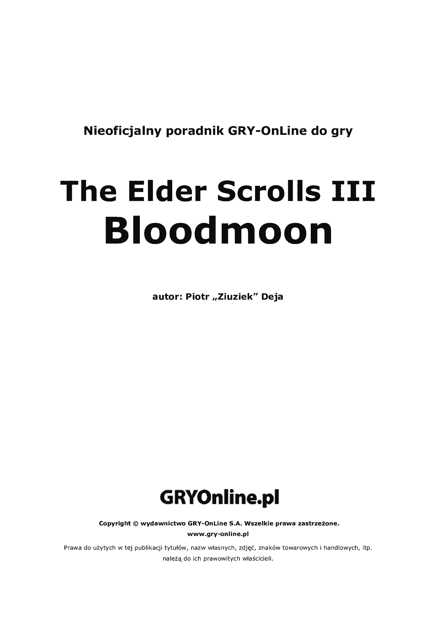 Fragment „The Elder Scrolls III: Przepowiednia - poradnik do gry” — strona 2 z 8