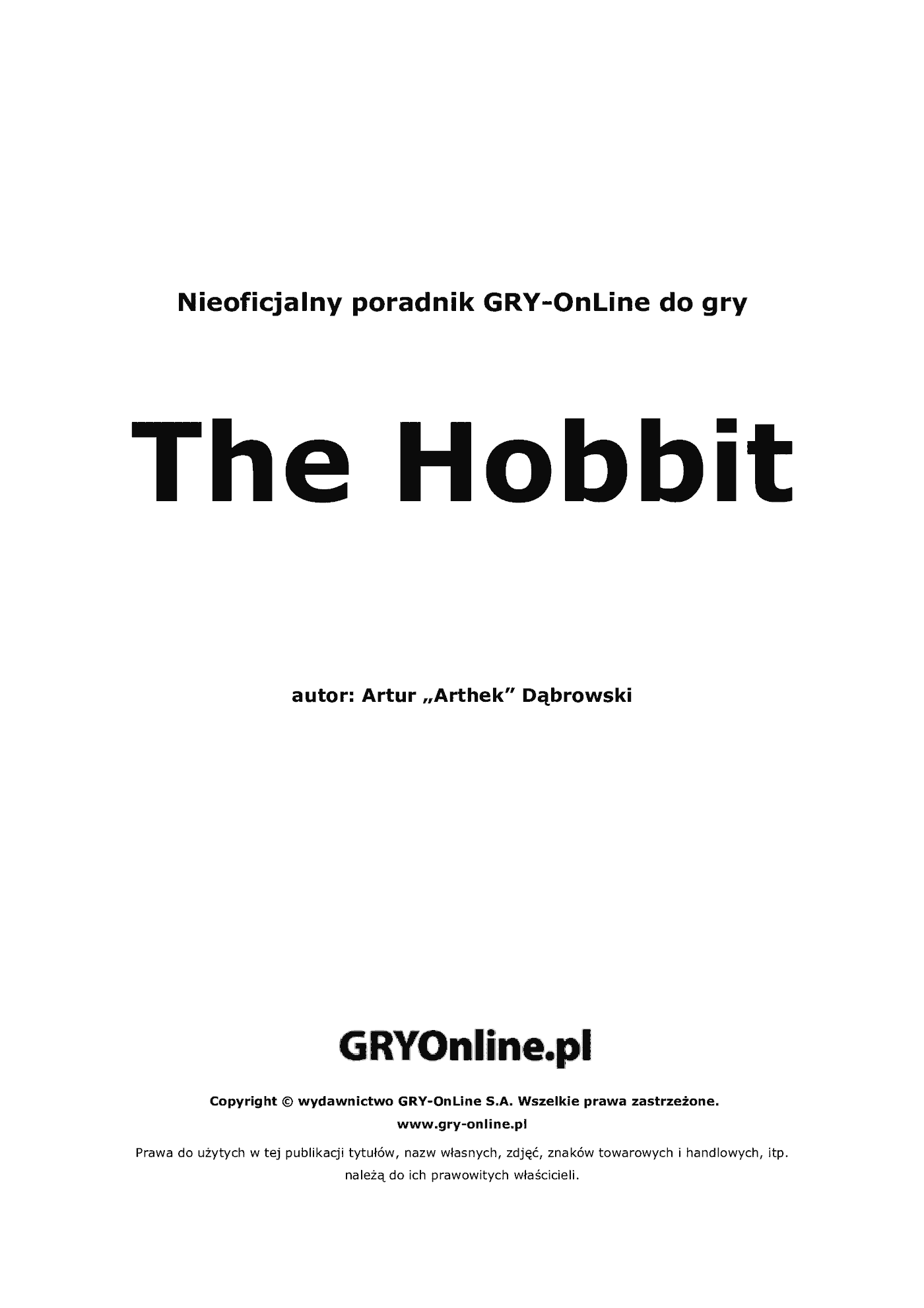 Fragment „The Hobbit - poradnik do gry” — strona 2 z 8