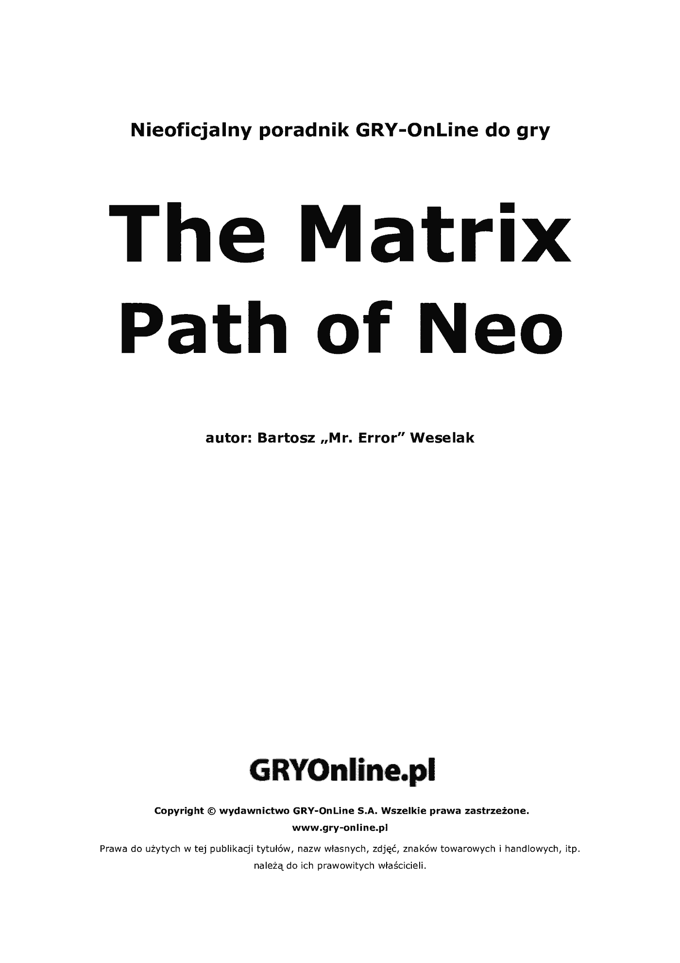 Fragment „The Matrix: Path of Neo - poradnik do gry” — strona 2 z 8