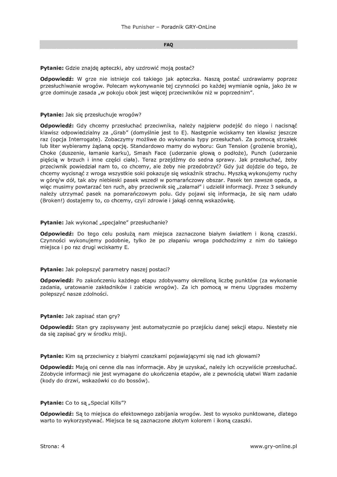 Fragment „The Punisher - poradnik do gry” — strona 5 z 8