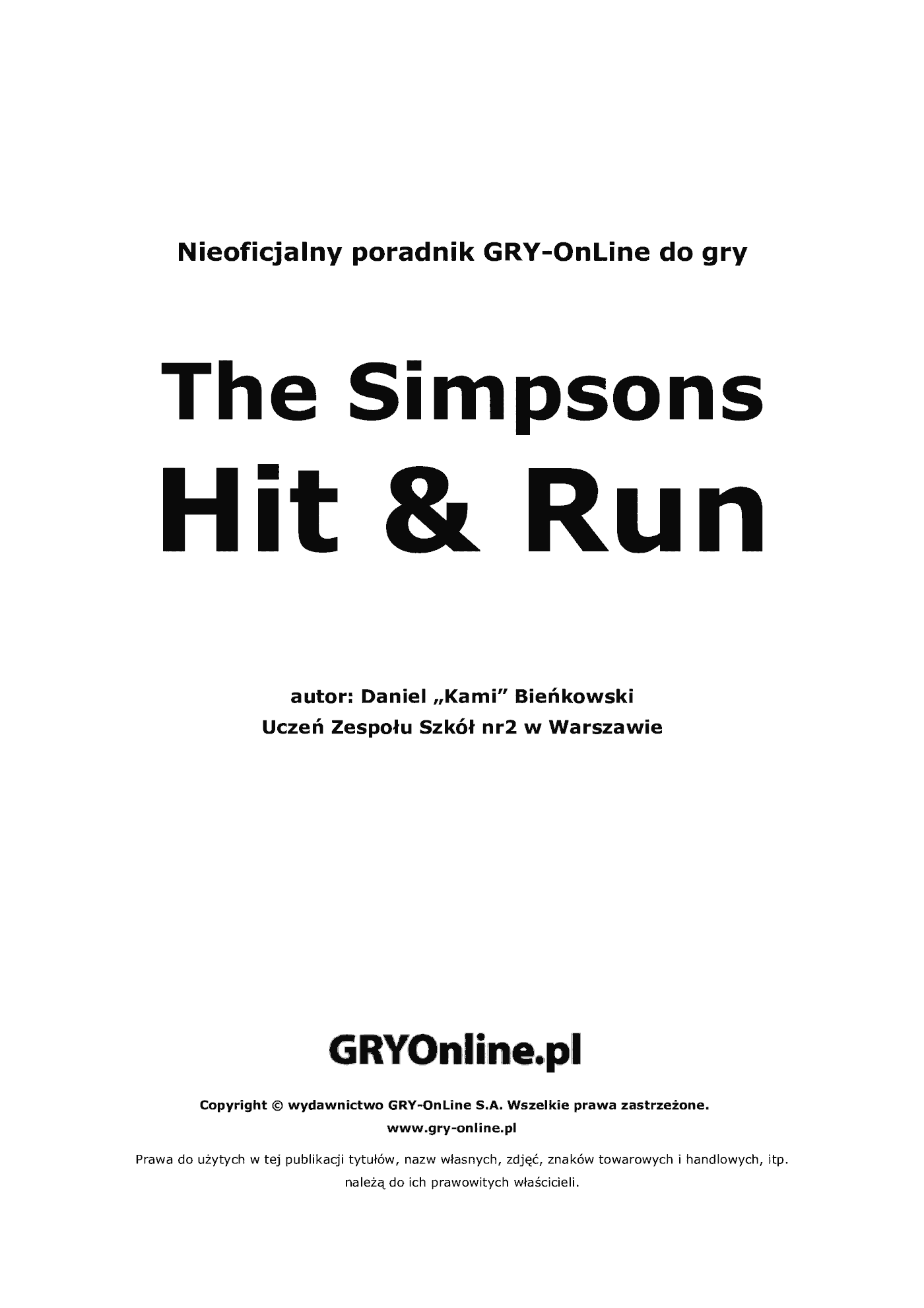 Fragment „The Simpsons: Hit Run - poradnik do gry” — strona 2 z 8