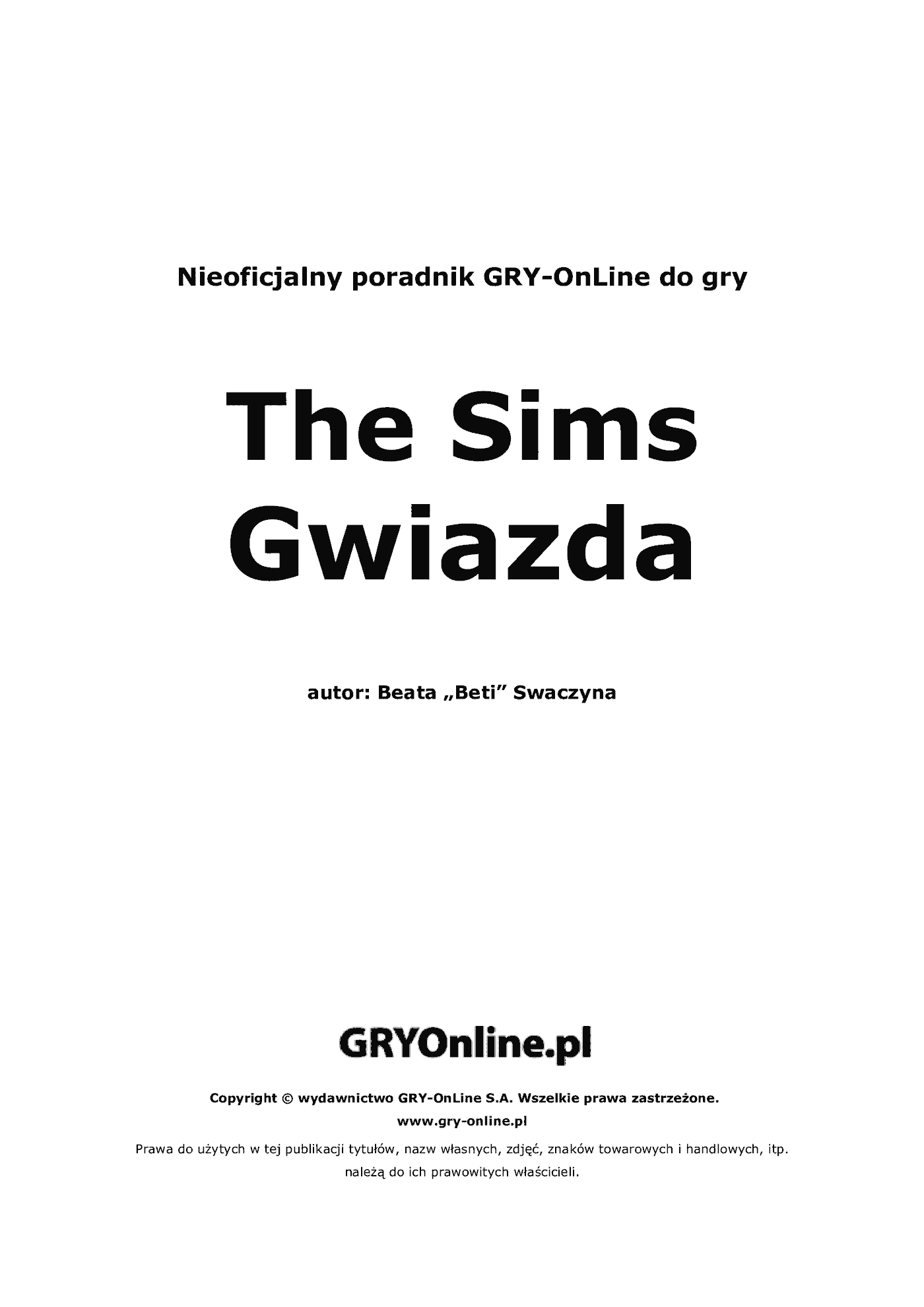 Fragment „The Sims: Gwiazda - poradnik do gry” — strona 2 z 8