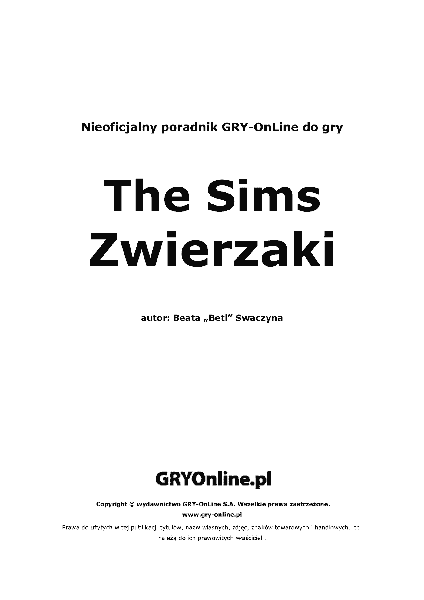 Fragment „The Sims: Zwierzaki - poradnik do gry” — strona 2 z 8