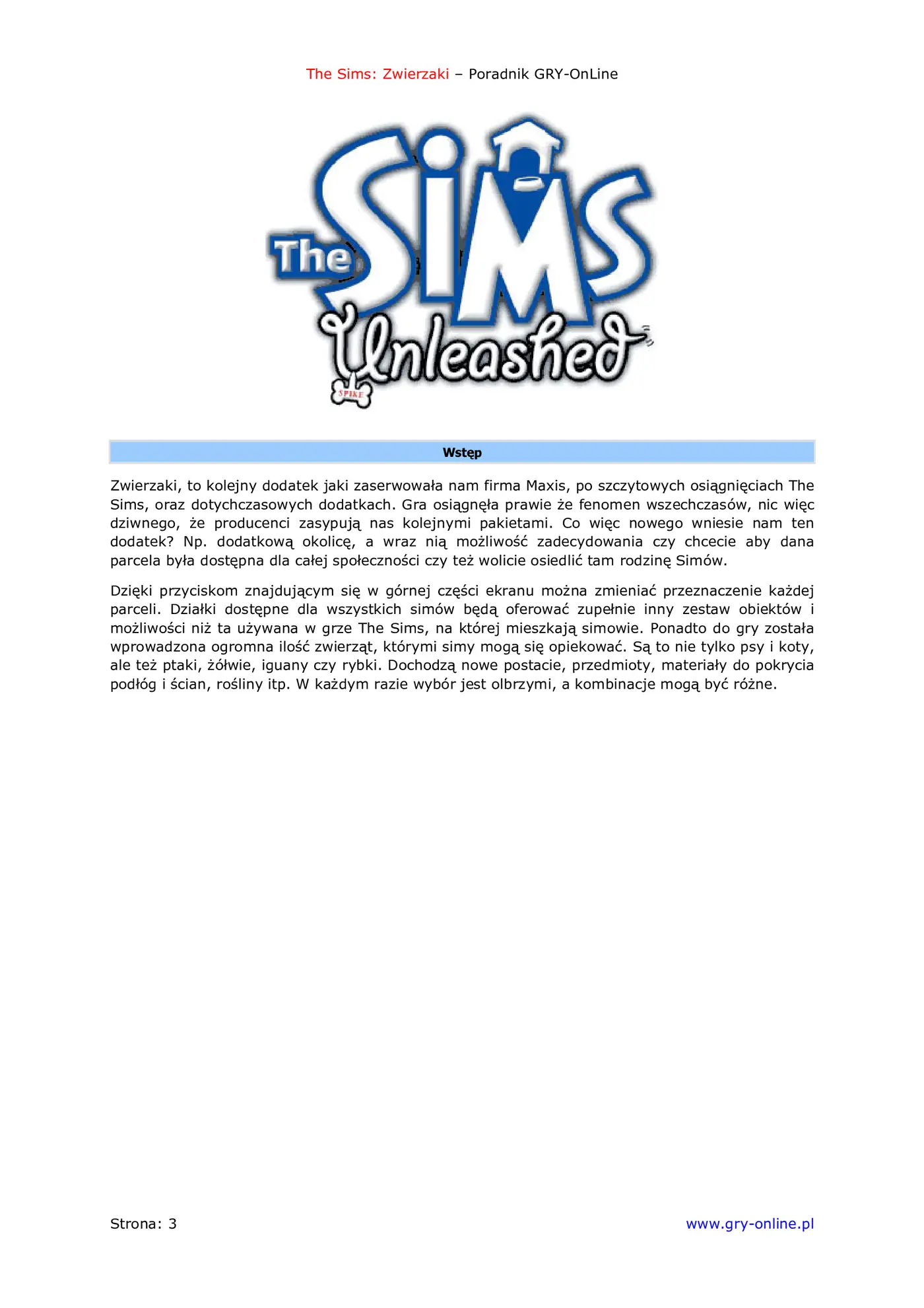 Fragment „The Sims: Zwierzaki - poradnik do gry” — strona 4 z 8