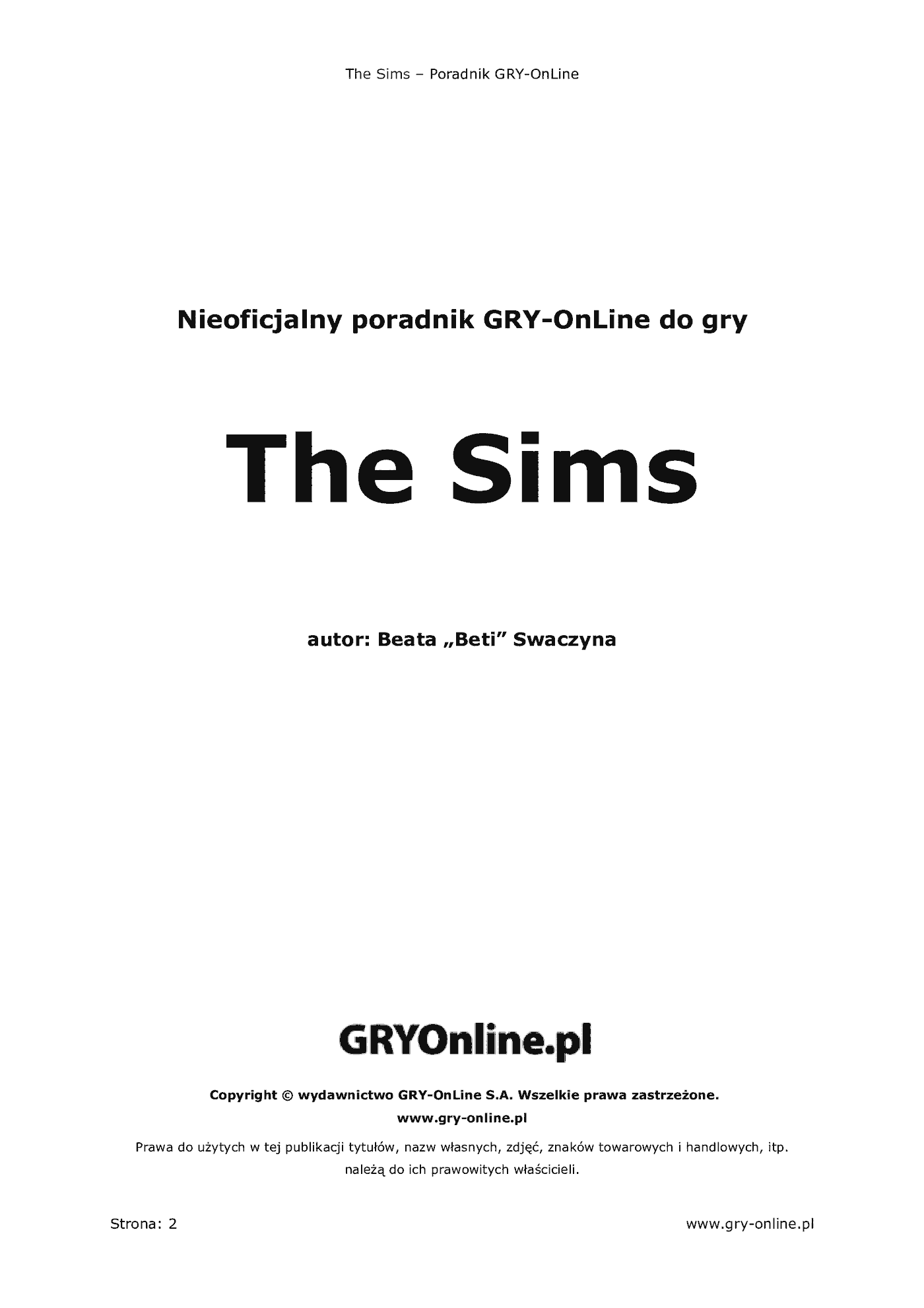 Fragment „The Sims - Kobiece Spojrzenie - poradnik do gry” — strona 3 z 8