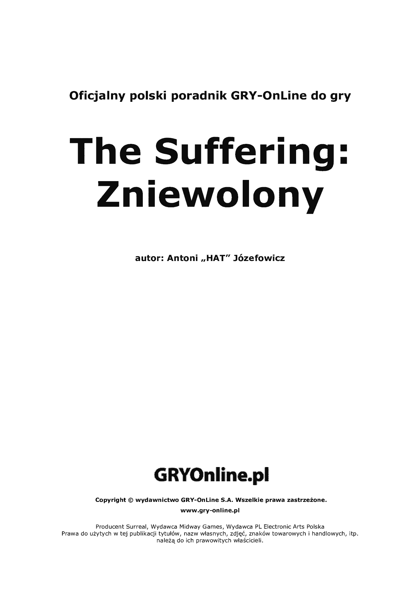 Fragment „The Suffering: Zniewolony - poradnik do gry” — strona 2 z 8