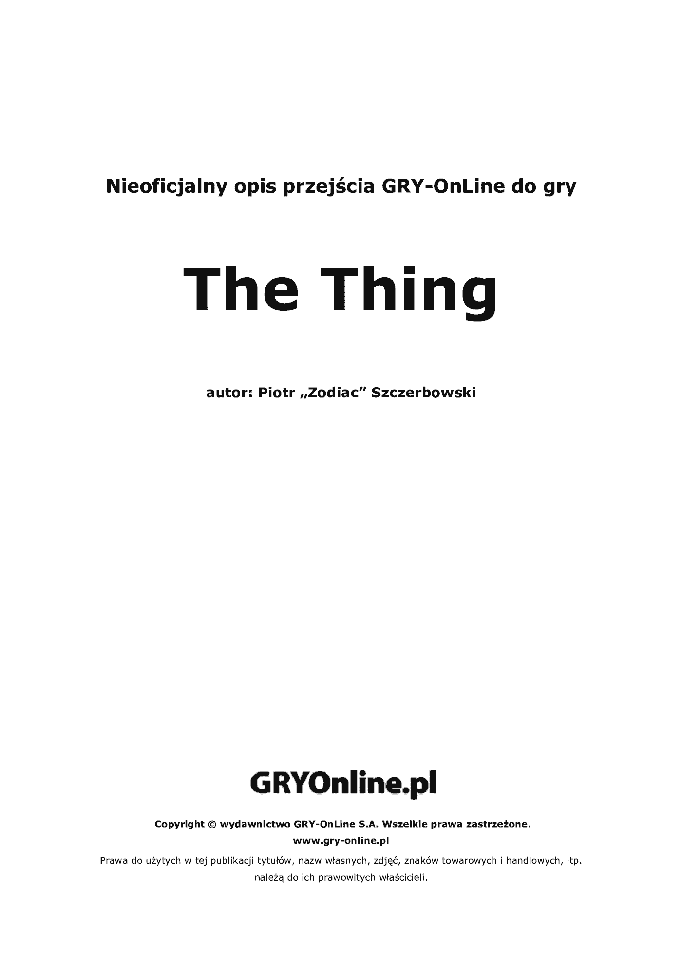 Fragment „The Thing - poradnik do gry” — strona 2 z 8