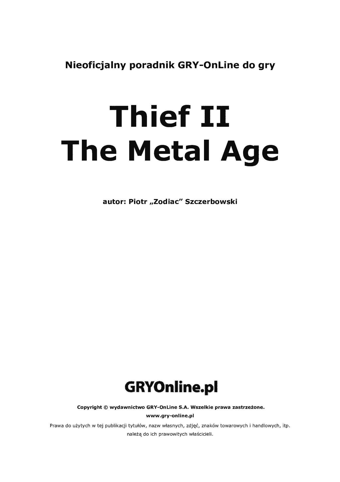 Fragment „Thief 2: The Metal Age - poradnik do gry” — strona 2 z 8