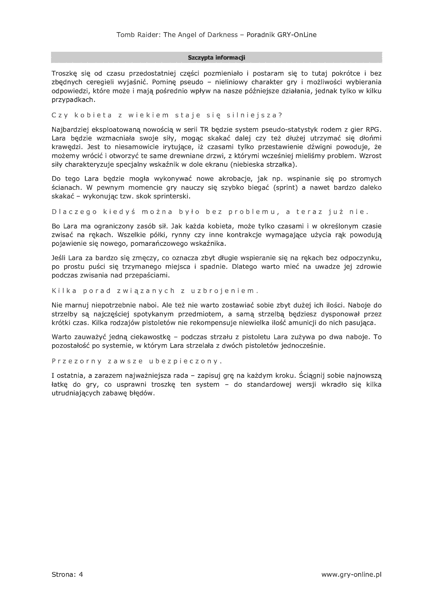Fragment „Tomb Raider: The Angel of Darkness - poradnik do gry” — strona 5 z 8
