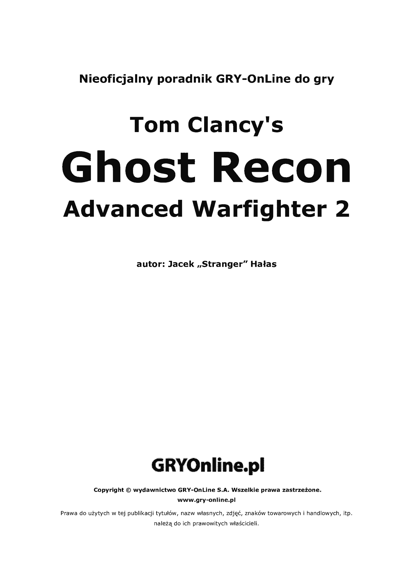 Fragment „Tom Clancy's Ghost Recon: Advanced Warfighter 2 - poradnik do gry” — strona 2 z 8