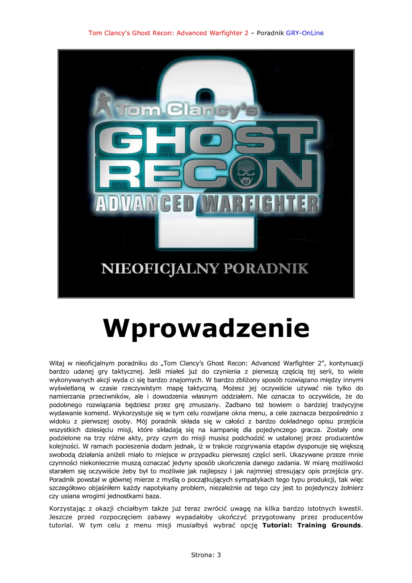 Fragment „Tom Clancy's Ghost Recon: Advanced Warfighter 2 - poradnik do gry” — strona 4 z 8