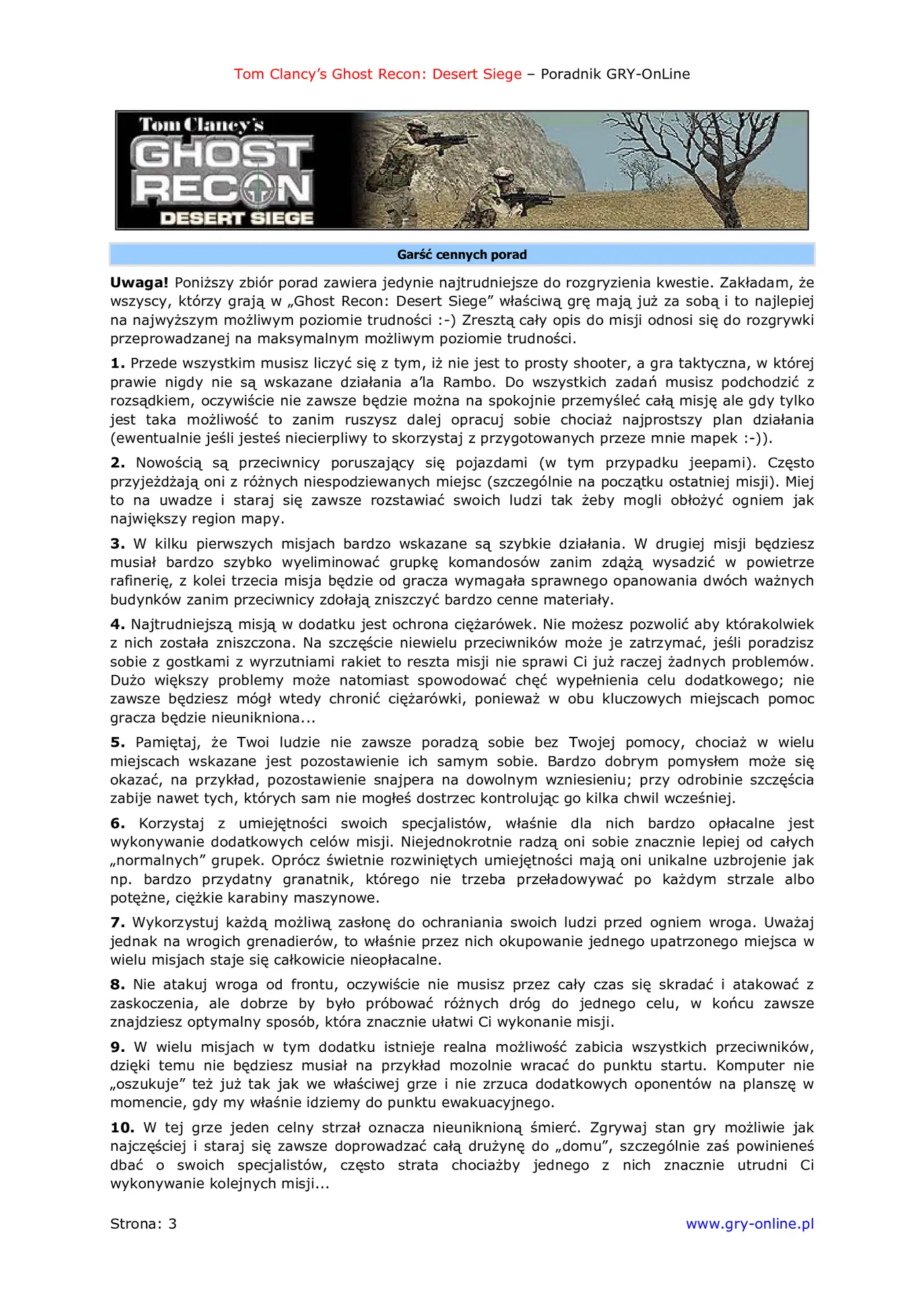 Fragment „Tom Clancy's Ghost Recon: Desert Siege - poradnik do gry” — strona 4 z 8
