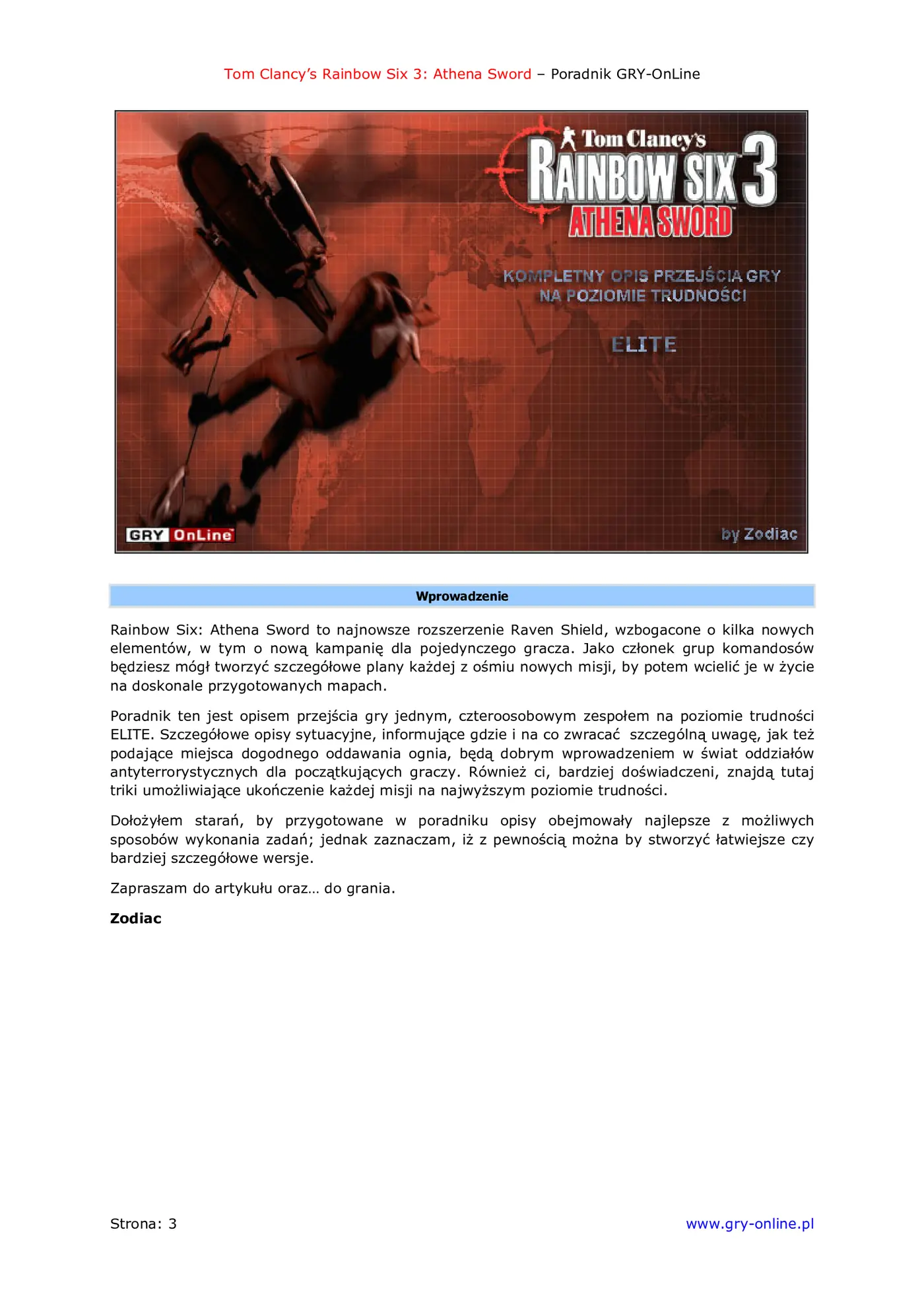 Fragment „Tom Clancy's Rainbow Six 3: Athena Sword - poradnik do gry” — strona 4 z 8