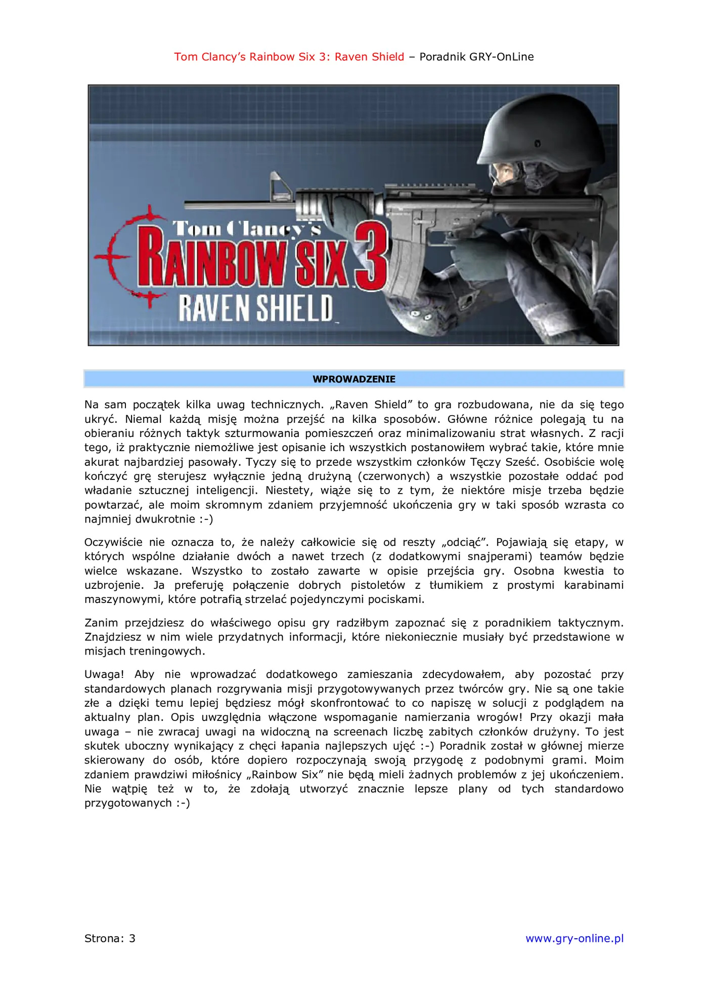 Fragment „Tom Clancy's Rainbow Six 3: Raven Shield - poradnik do gry” — strona 4 z 8