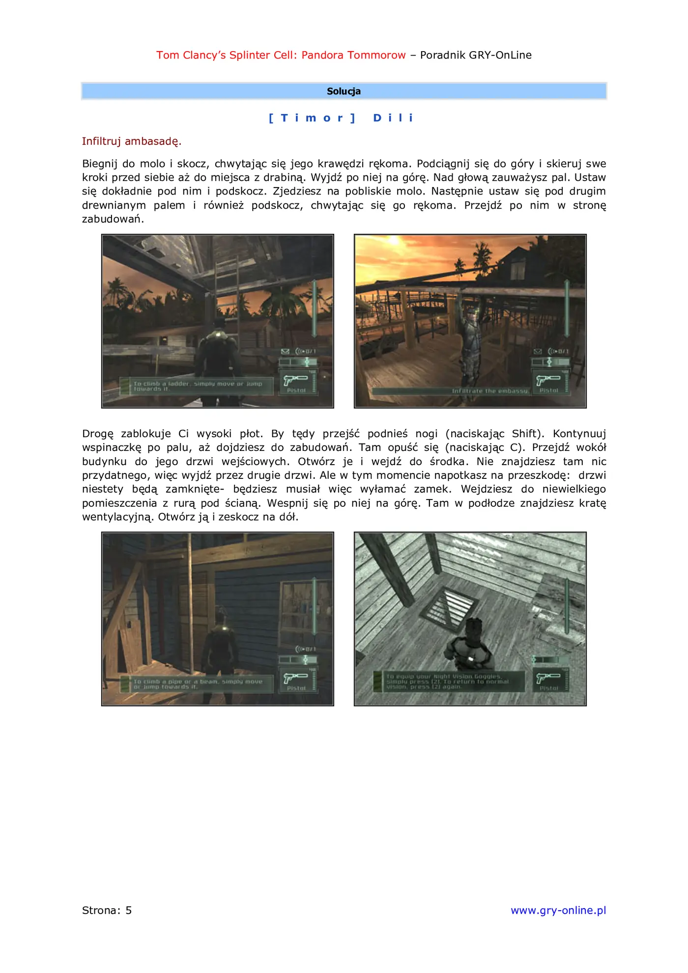 Fragment „Tom Clancy's Splinter Cell: Pandora Tomorrow - Single Player - poradnik do gry” — strona 6 z 8
