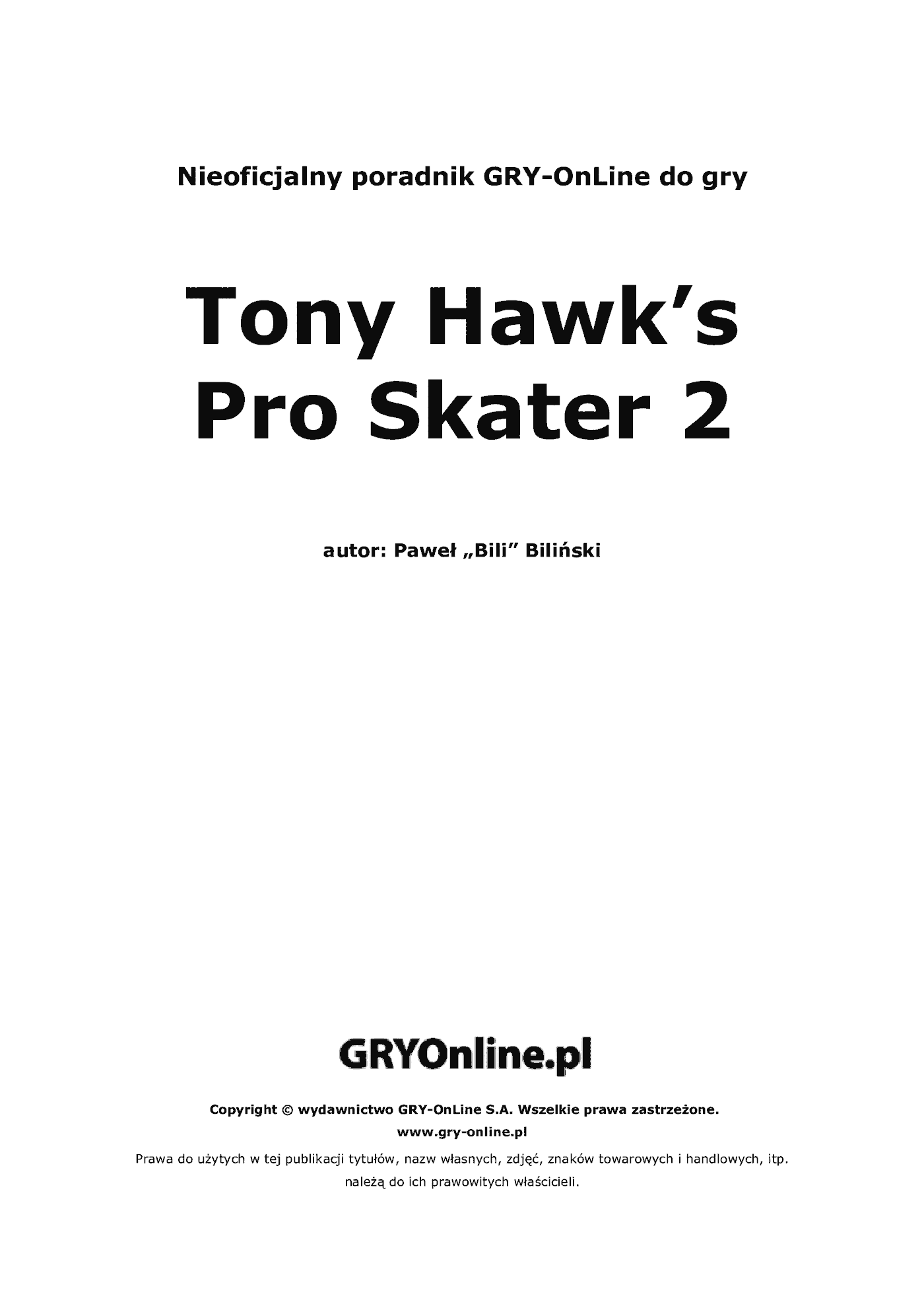 Fragment „Tony Hawk's Pro Skater 2 - poradnik do gry” — strona 2 z 8