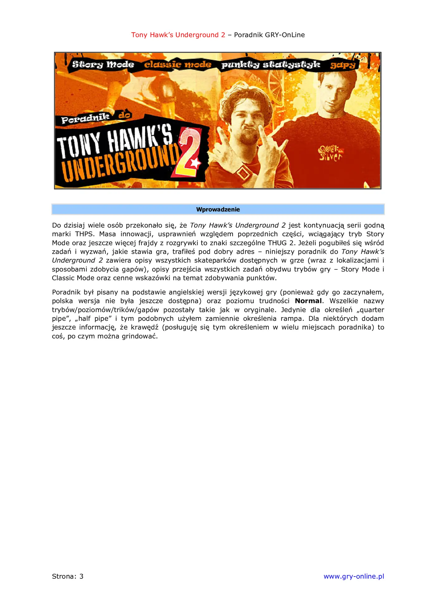 Fragment „Tony Hawk's Underground 2: World Destruction Tour - poradnik do gry” — strona 4 z 8