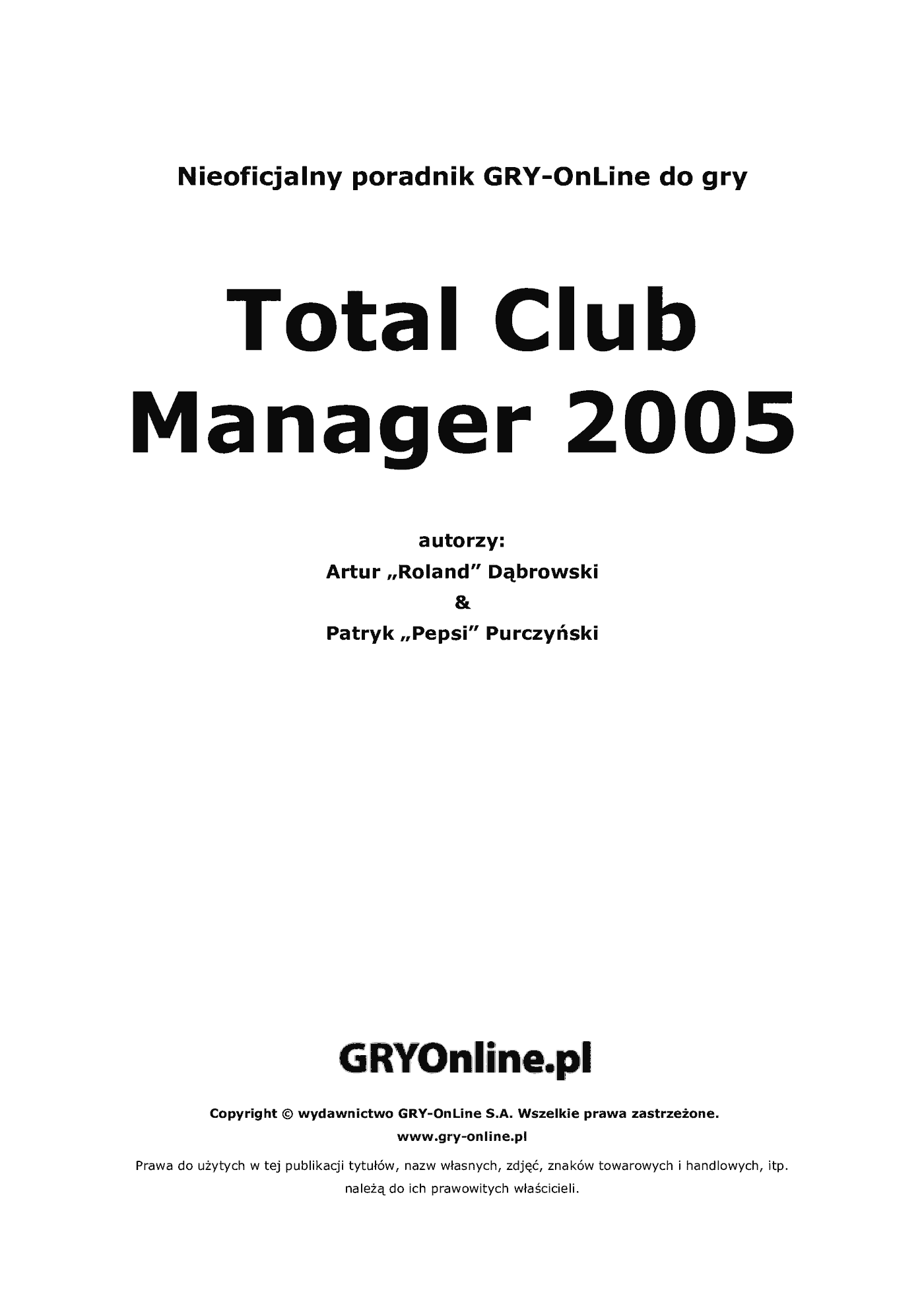 Fragment „Total Club Manager 2005 - poradnik do gry” — strona 2 z 8