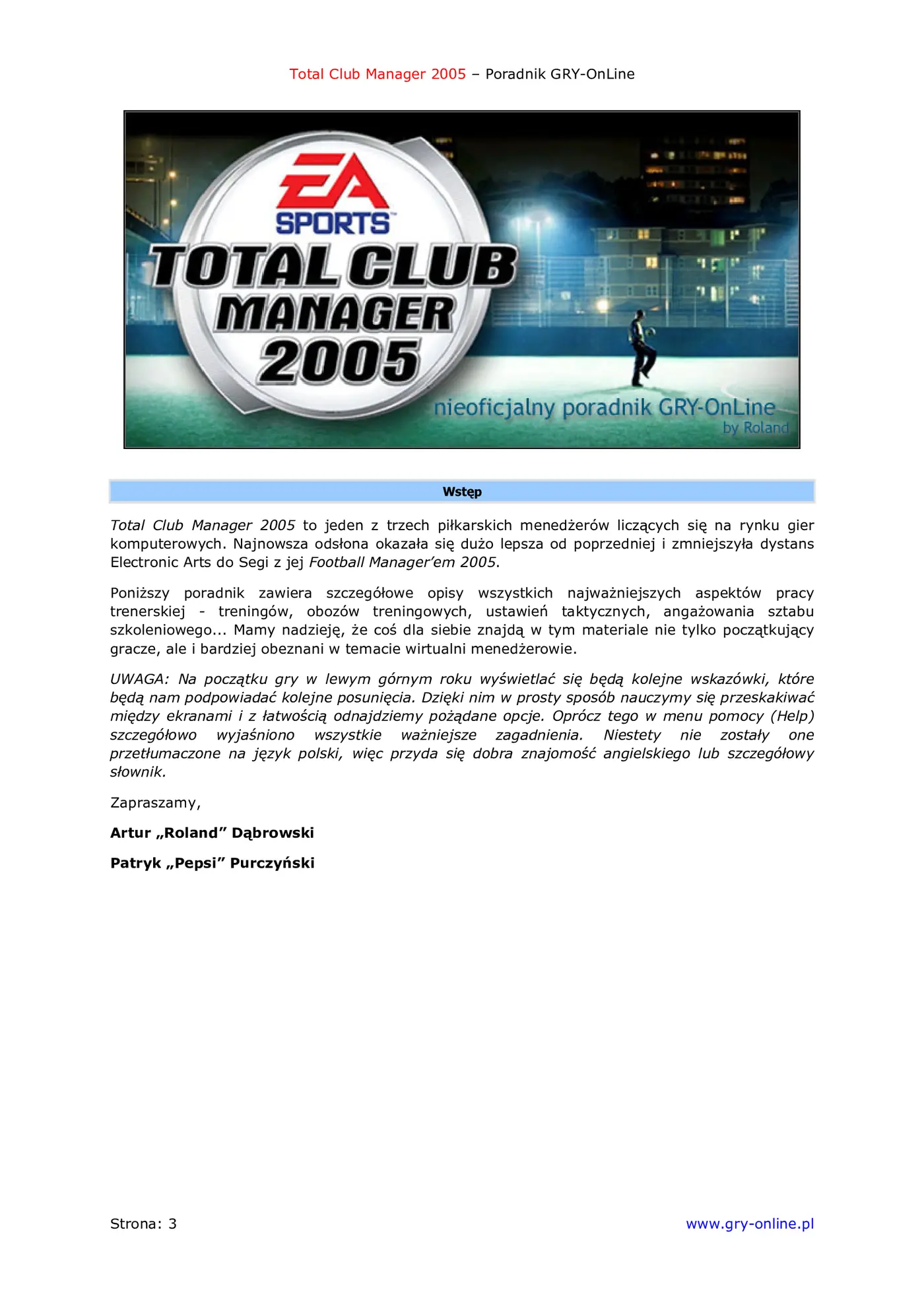 Fragment „Total Club Manager 2005 - poradnik do gry” — strona 4 z 8