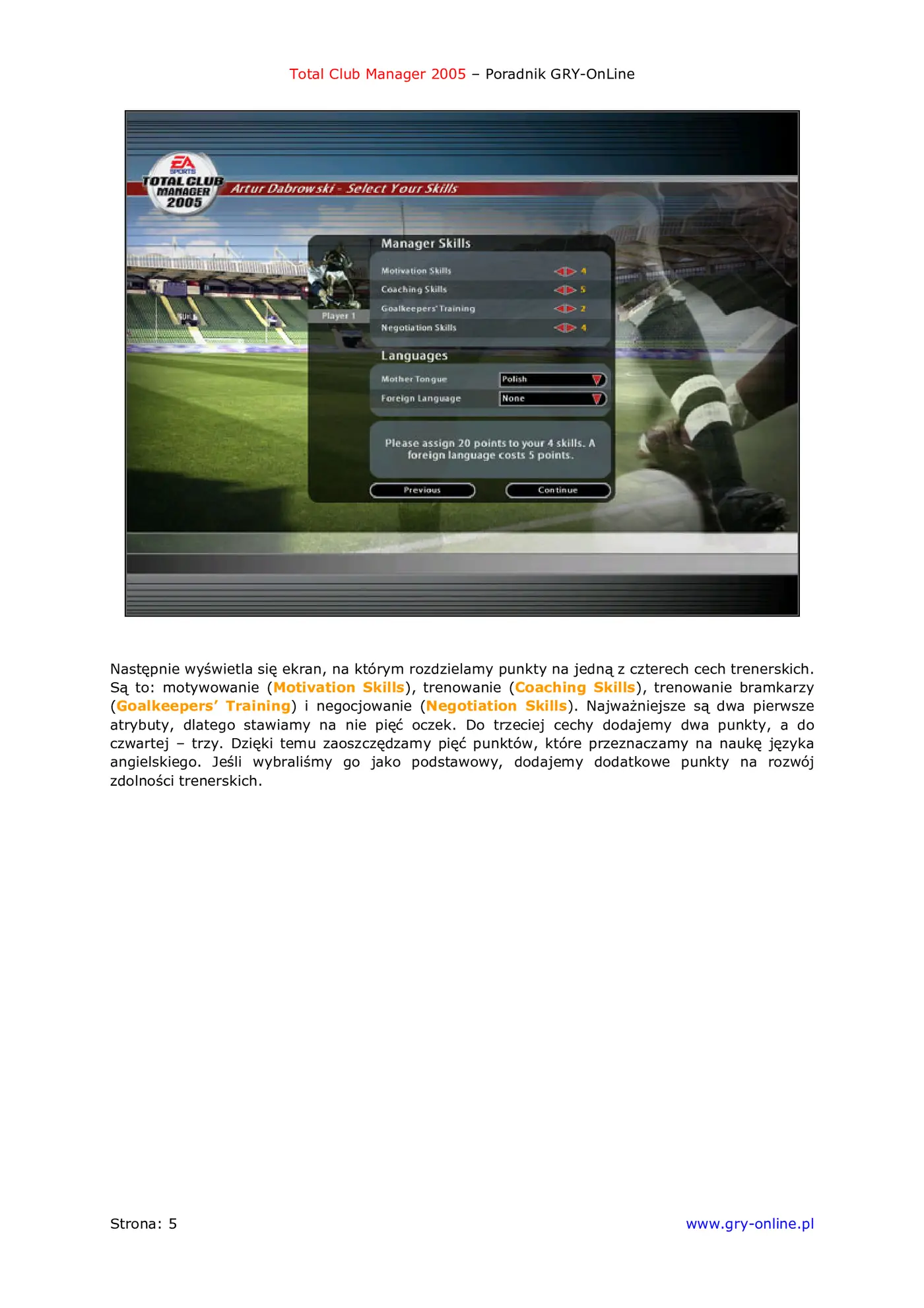 Fragment „Total Club Manager 2005 - poradnik do gry” — strona 6 z 8