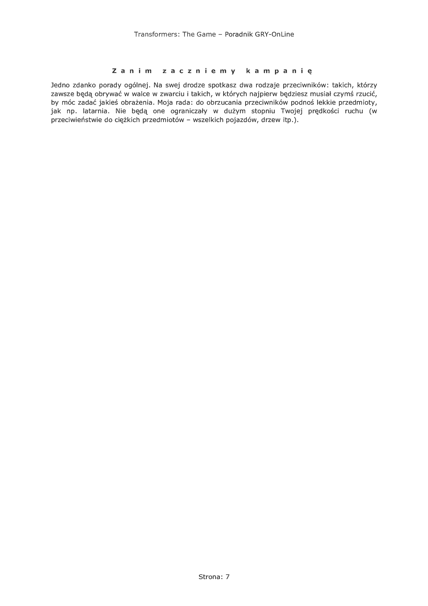 Fragment „Transformers: The Game - poradnik do gry” — strona 8 z 8