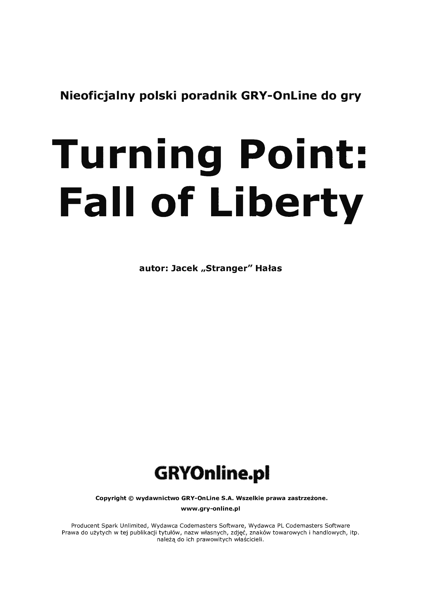 Fragment „Turning Point: Fall of Liberty - poradnik do gry” — strona 2 z 8