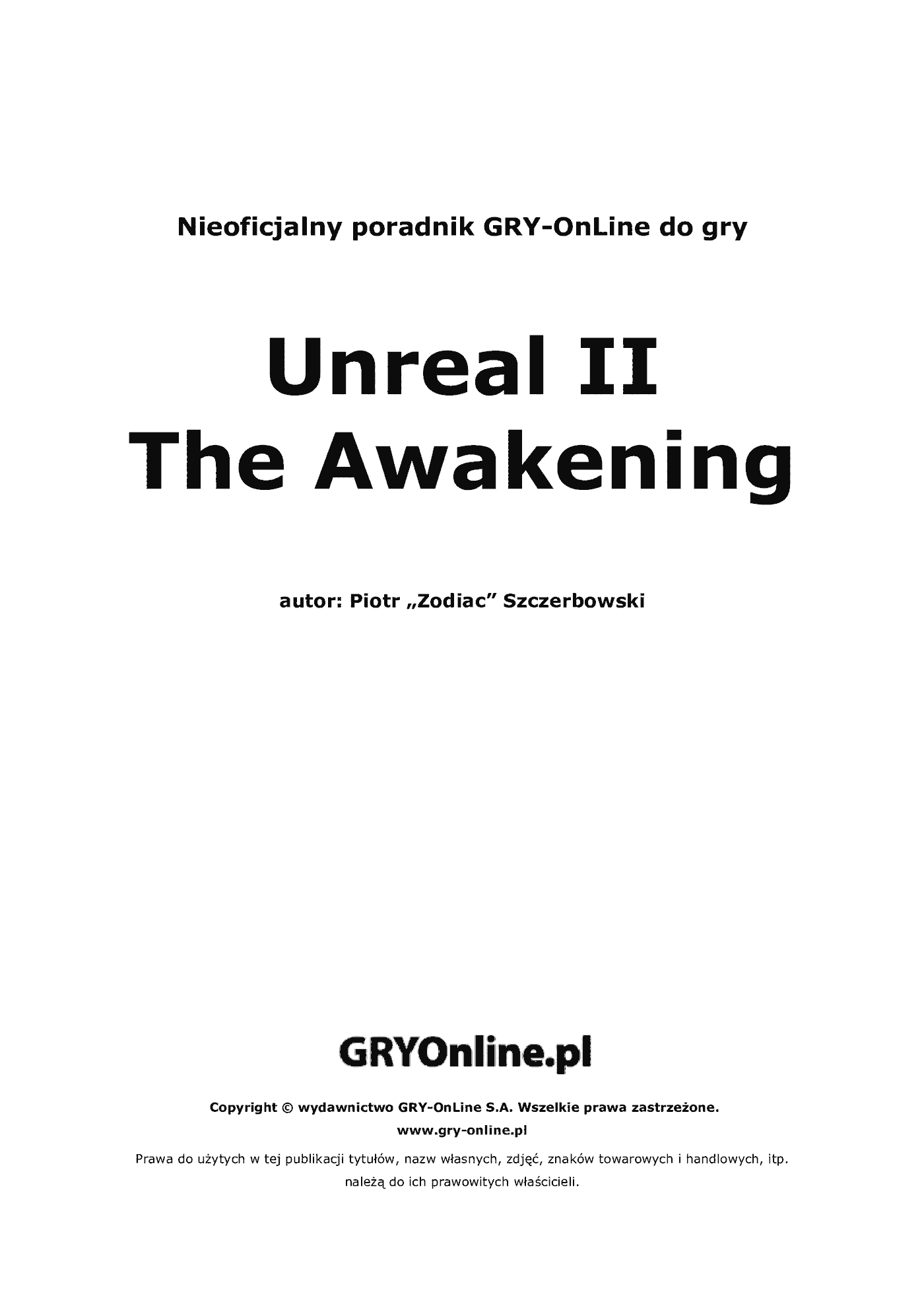 Fragment „Unreal II: The Awakening - poradnik do gry” — strona 2 z 8