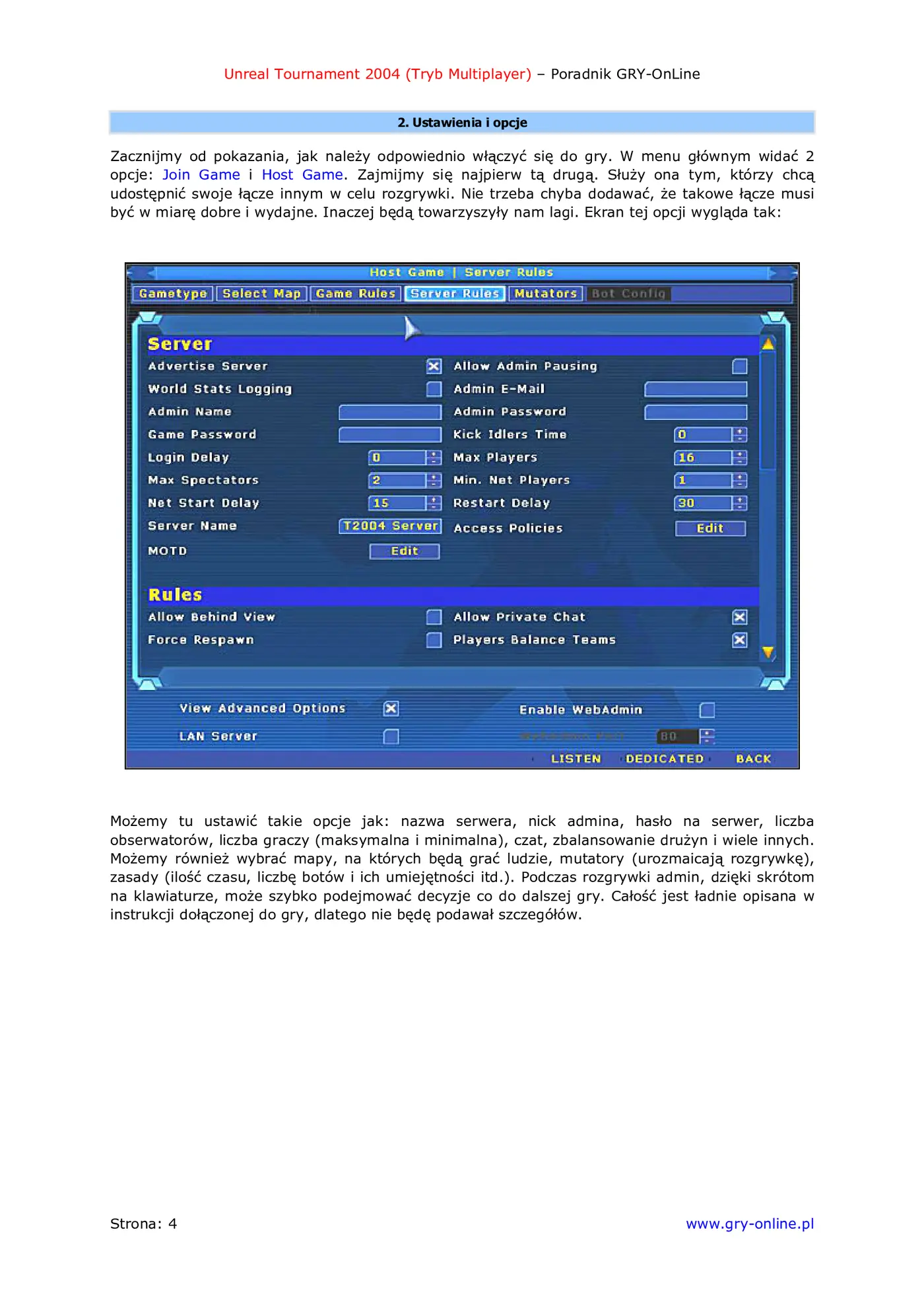 Fragment „Unreal Tournament 2004 - Multiplayer - poradnik do gry” — strona 5 z 8