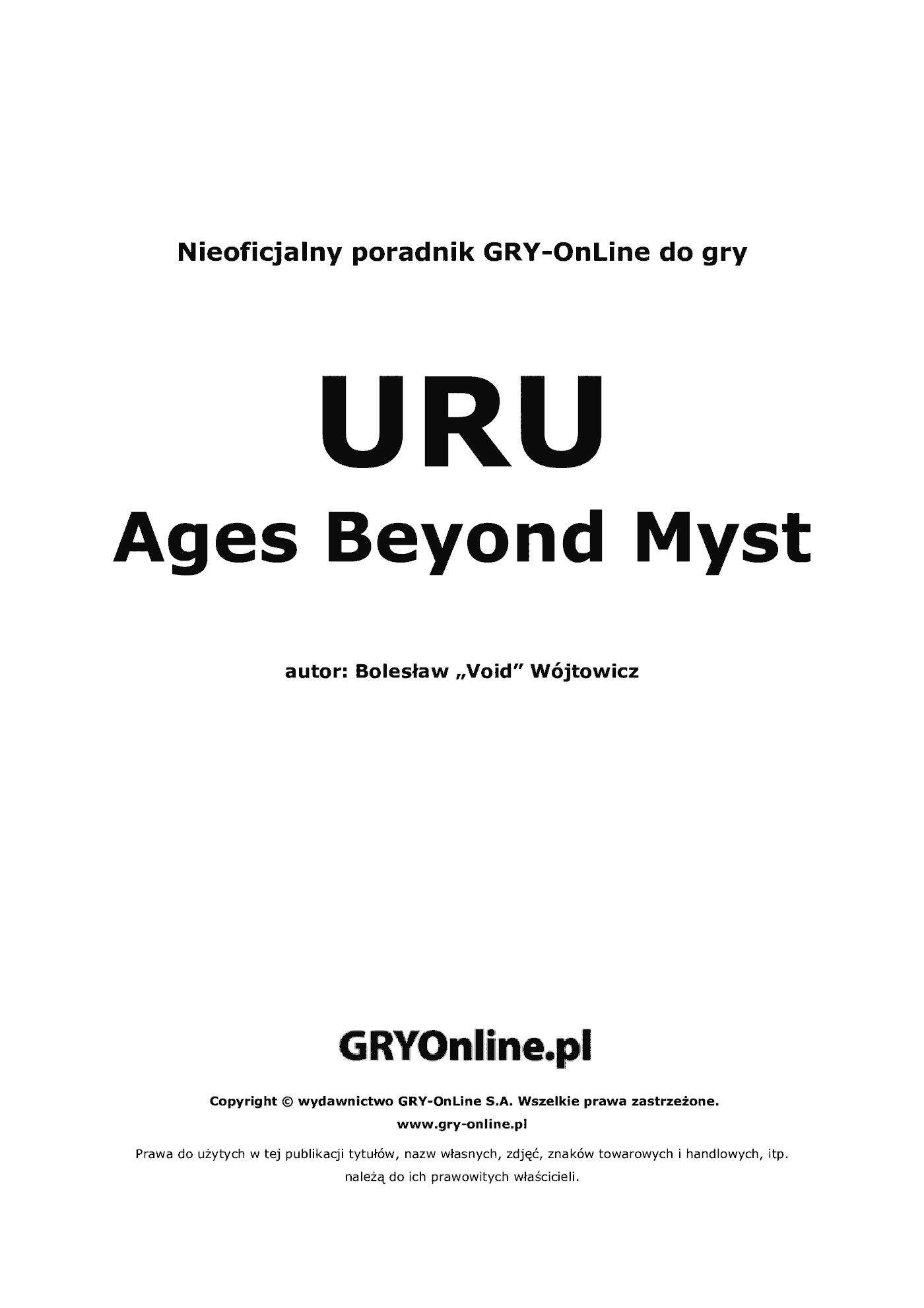 Fragment „Uru: Ages Beyond Myst - poradnik do gry” — strona 2 z 8