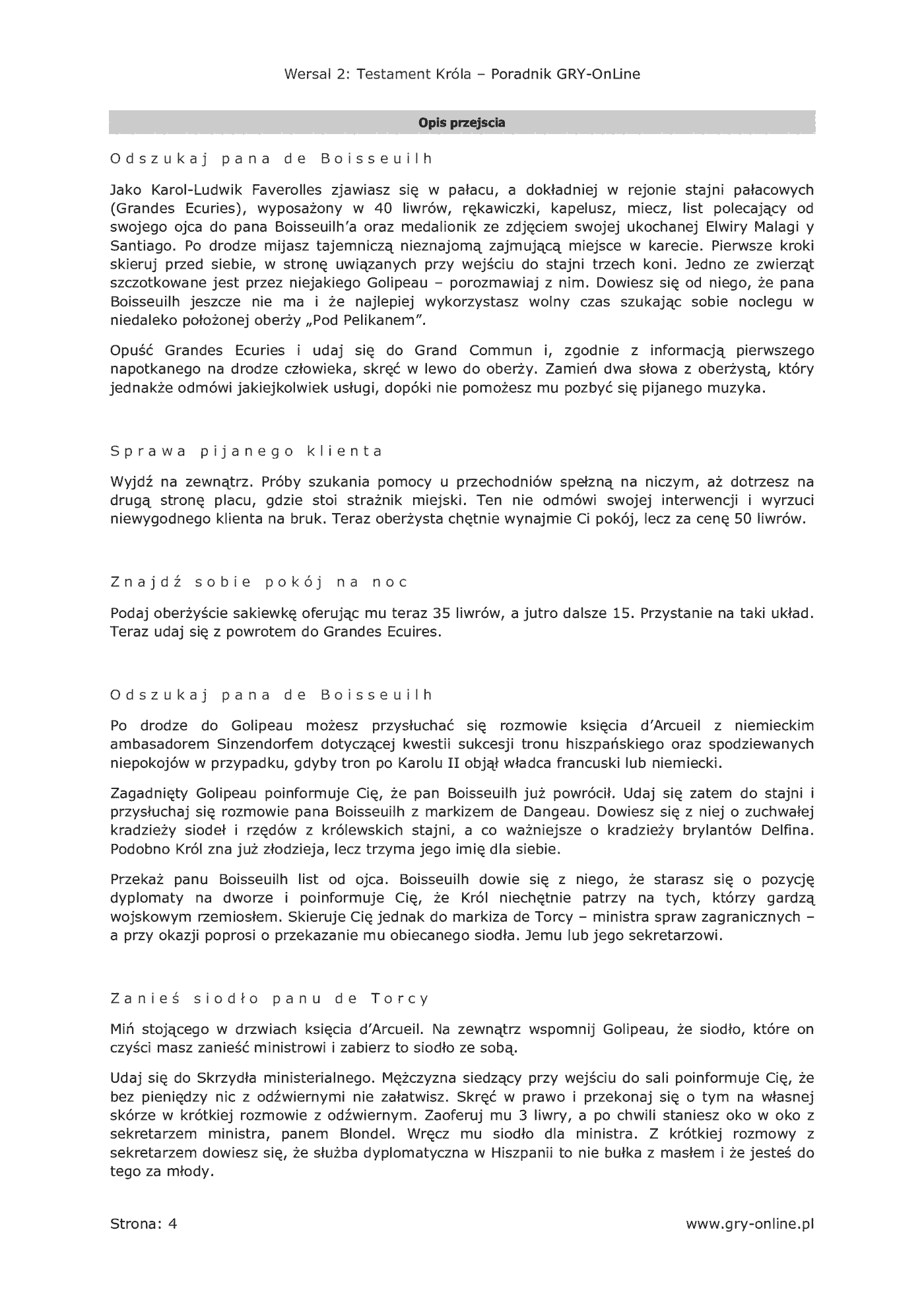 Fragment „Wersal 2: Testament Króla - poradnik do gry” — strona 5 z 8