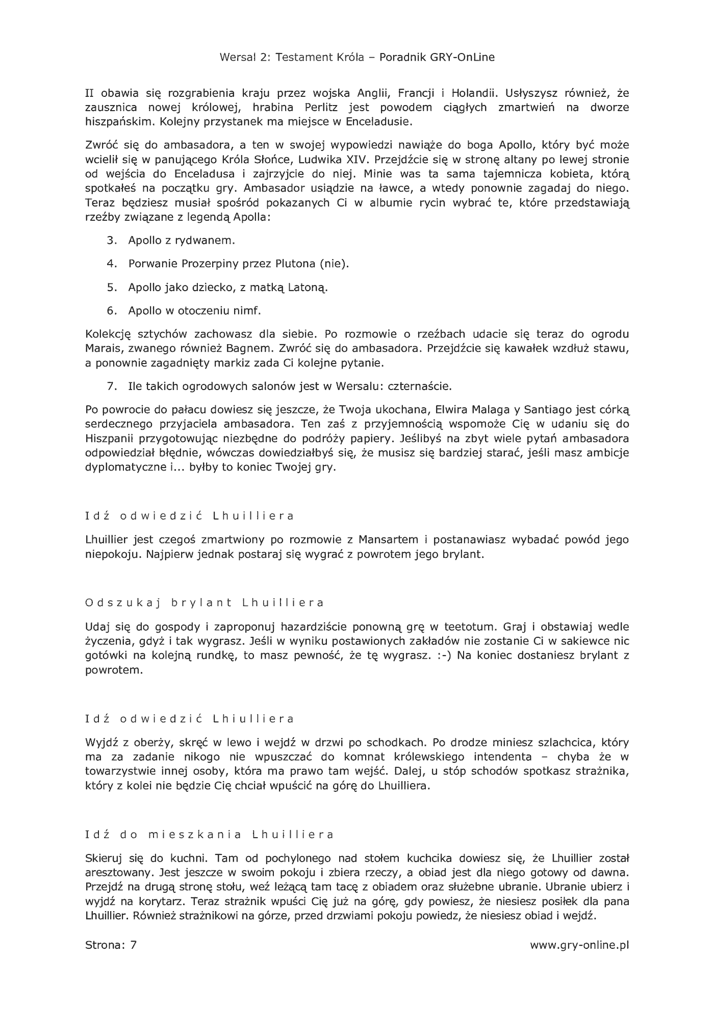 Fragment „Wersal 2: Testament Króla - poradnik do gry” — strona 8 z 8