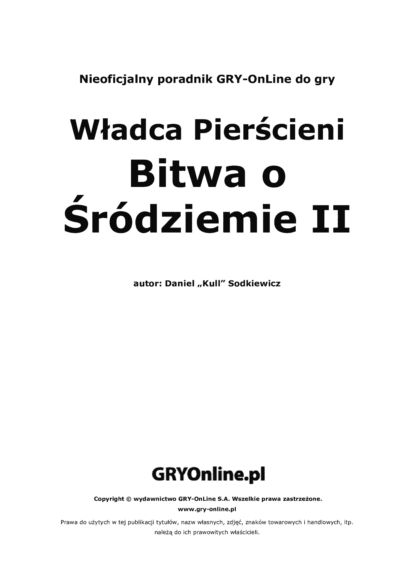 Fragment „Władca Pierścieni: Bitwa o Śródziemie II - poradnik do gry” — strona 2 z 8