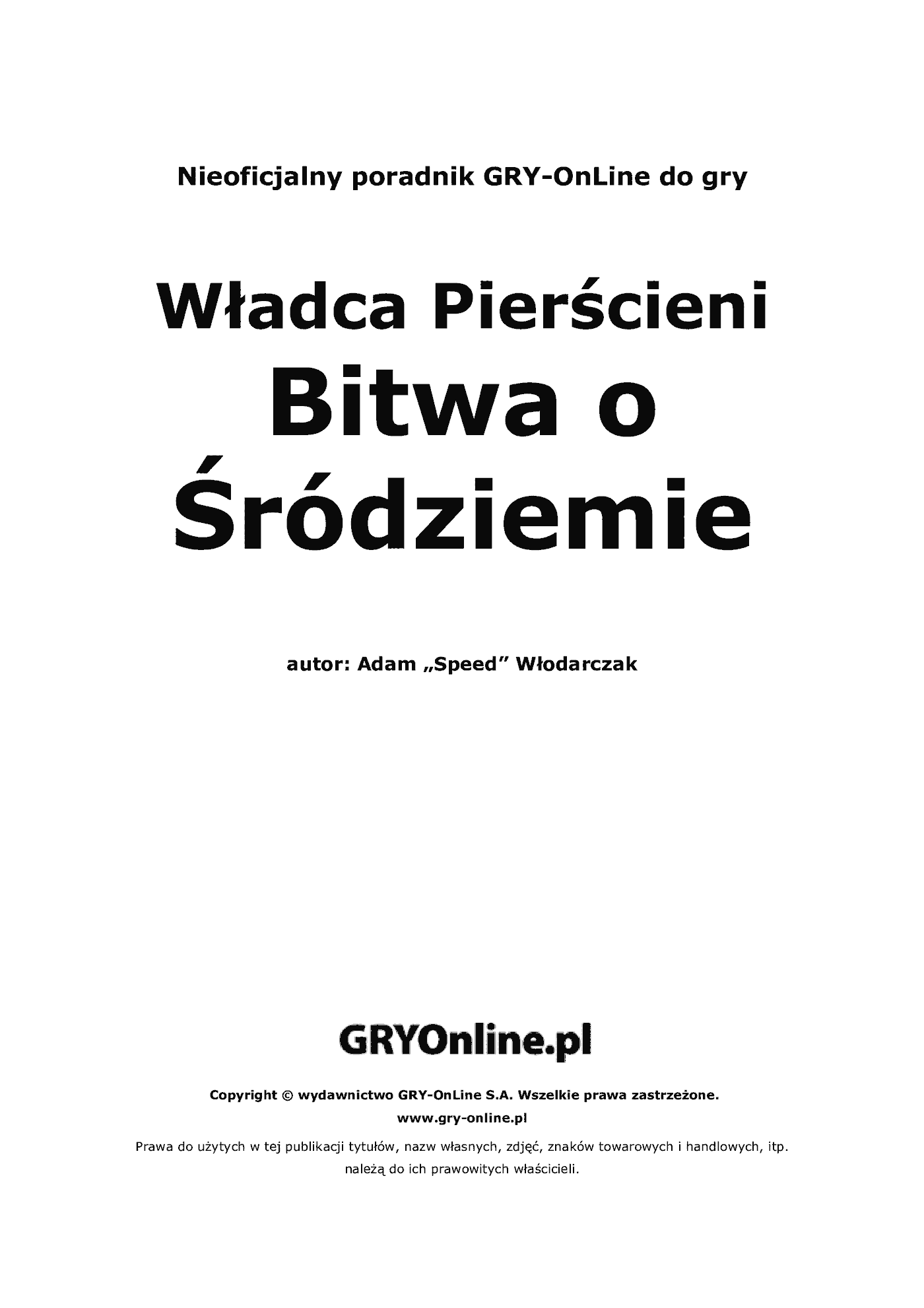 Fragment „Władca Pierścieni: Bitwa o Śródziemie - poradnik do gry” — strona 2 z 8