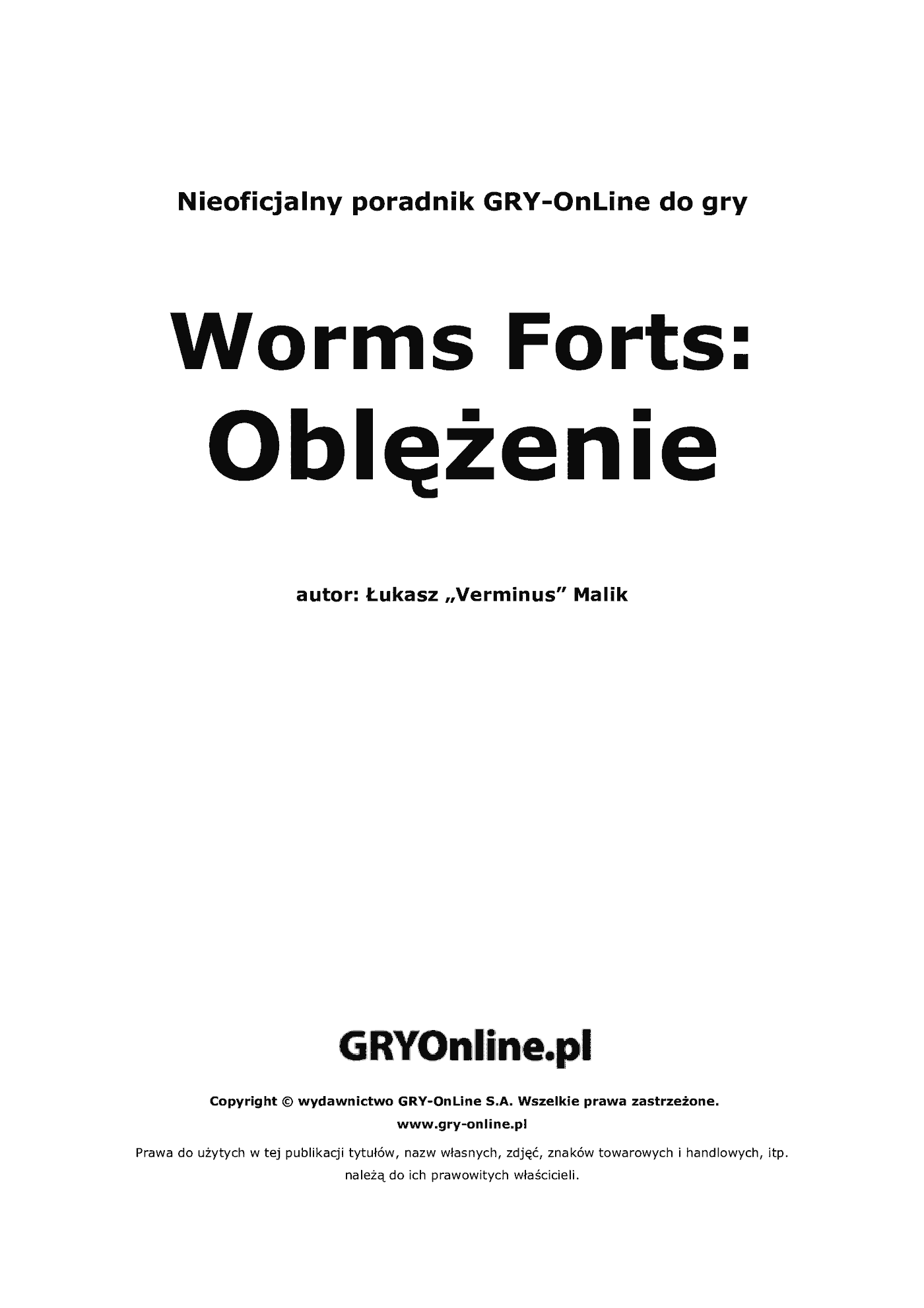 Fragment „Worms Forts: Oblężenie - poradnik do gry” — strona 2 z 8