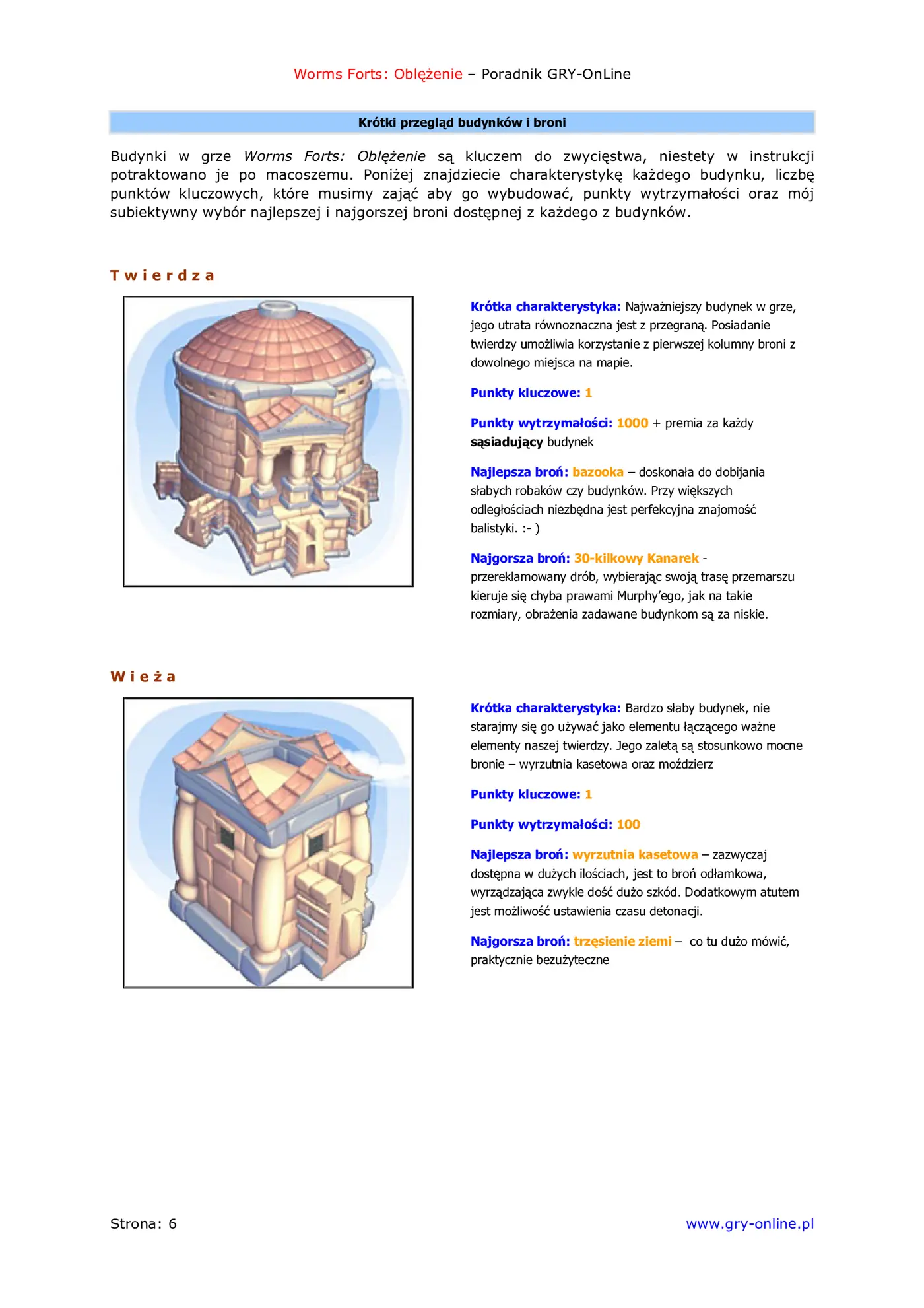 Fragment „Worms Forts: Oblężenie - poradnik do gry” — strona 7 z 8